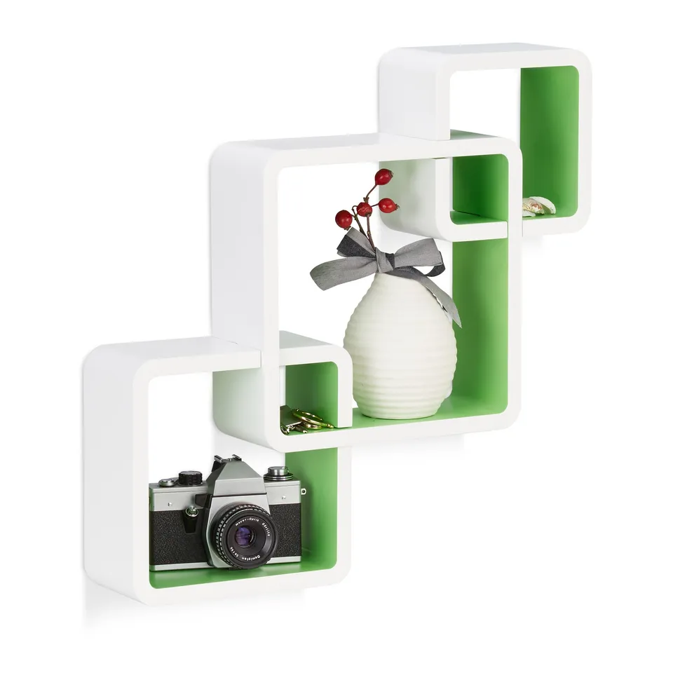relaxdays-wandregal-f-cher-3-teilig-mdf-h-ngeregal-wei-gr-n image 1