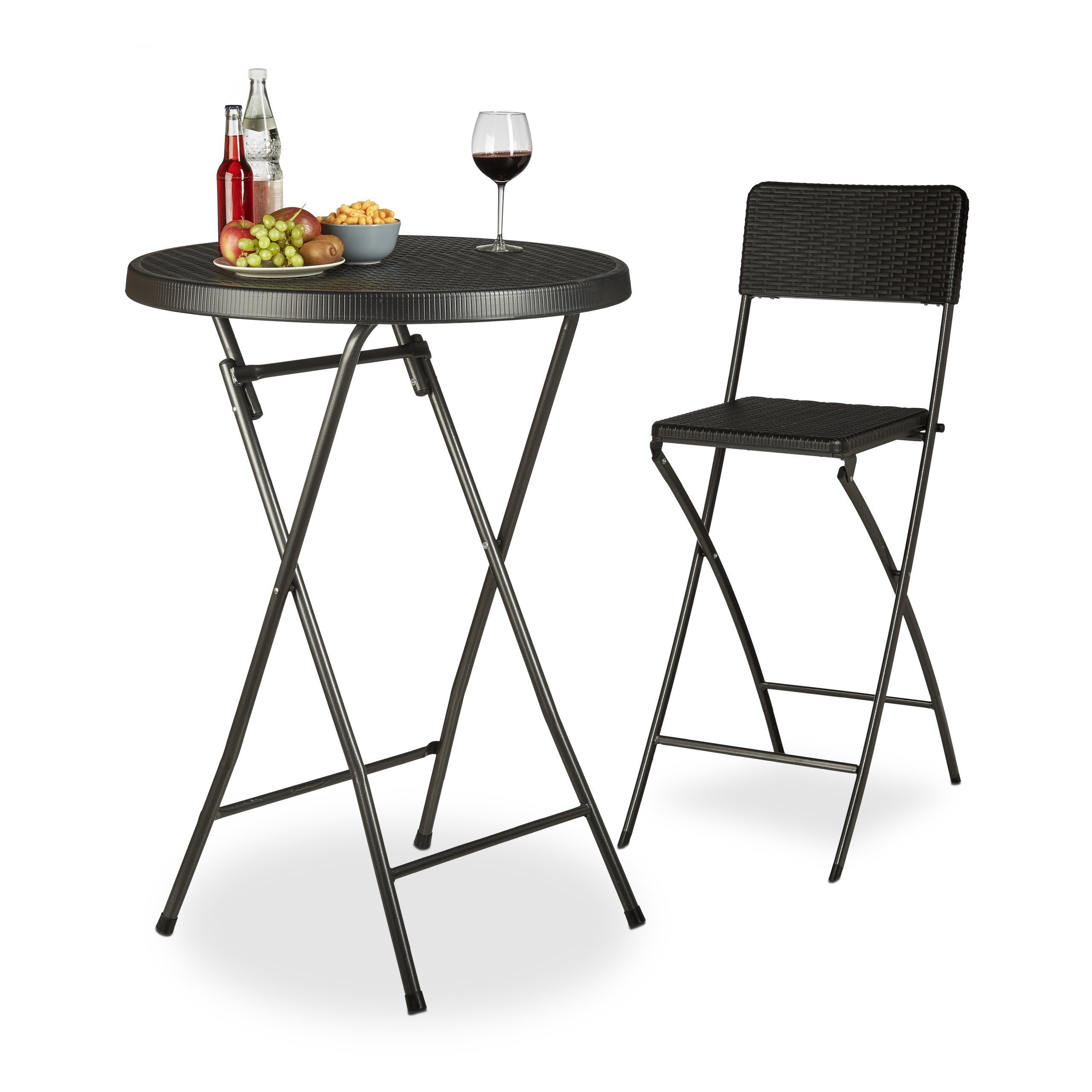 relaxdays-stehtisch-klappbar-bastian-rund-110-x-80-cm-rattan-optik-schwarz image 1