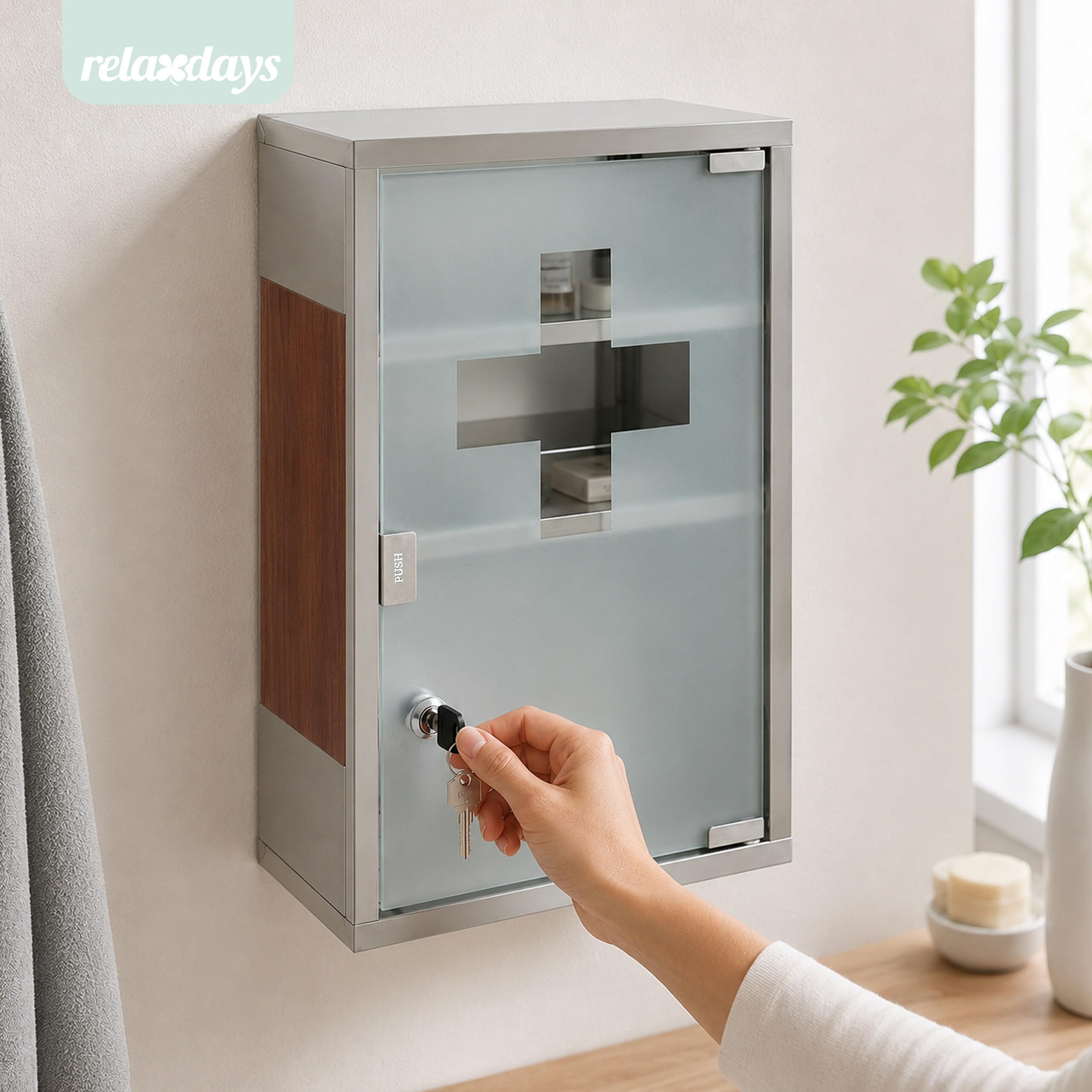 relaxdays-medizinschrank-emergency-xl-edelstahl-abschlie-bar-45-x-30-x-12-cm-3-f image 2