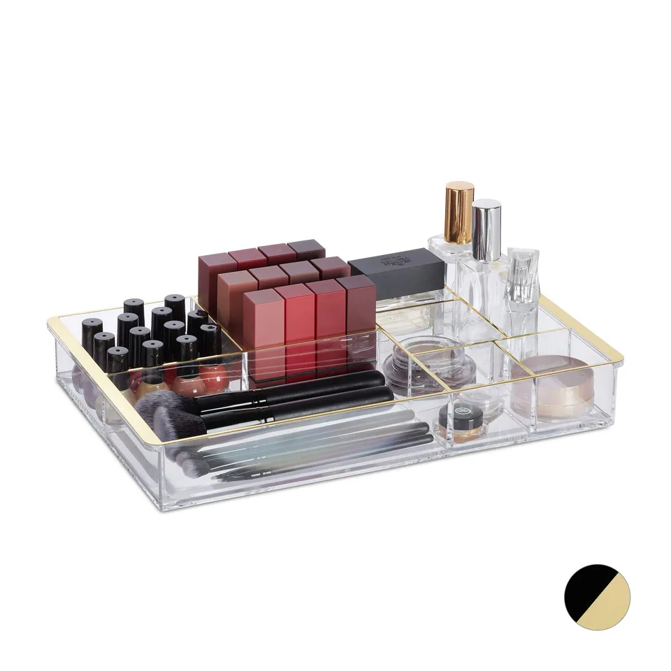 relaxdays-schubladen-organizer-transparent-gold-8-f-cher image 1