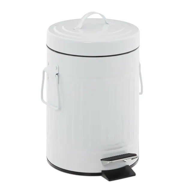 relaxdays-kosmetikeimer-3-liter-metall-treteimer-wei image 1