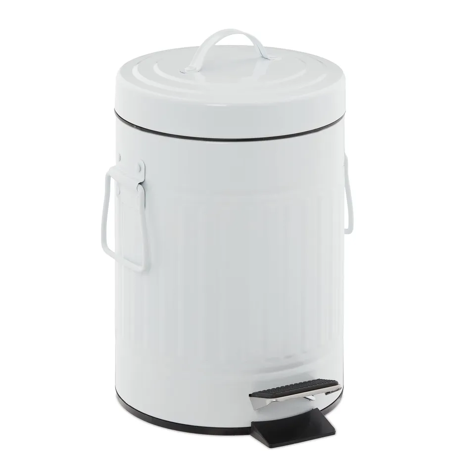 relaxdays-kosmetikeimer-3-liter-metall-treteimer-wei image 1
