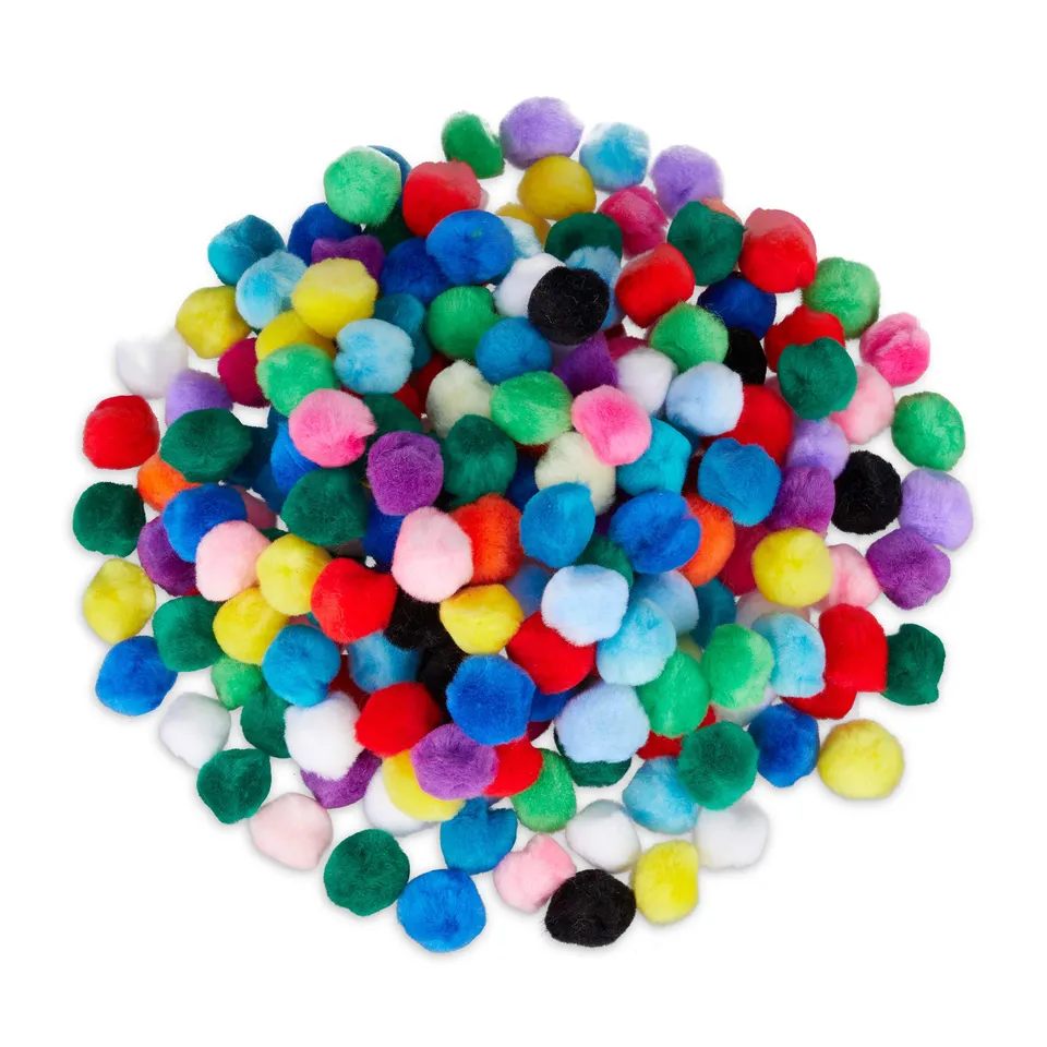 relaxdays-pompons-200er-mini-pom-pom-set-bunt-2-cm image 1