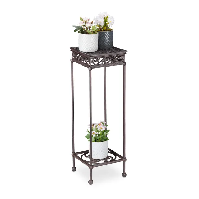 relaxdays-blumenhocker-gusseisen-73x24x24-cm-braun image 1