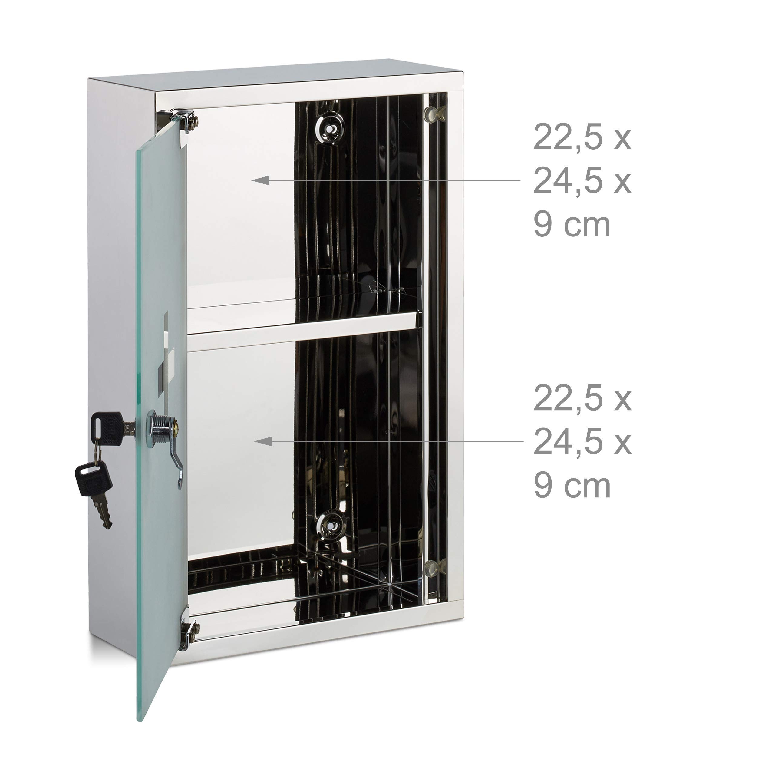 relaxdays-medizinschrank-edelstahl-abschlie-bar-mit-glast-r-40x25x11-cm image 5