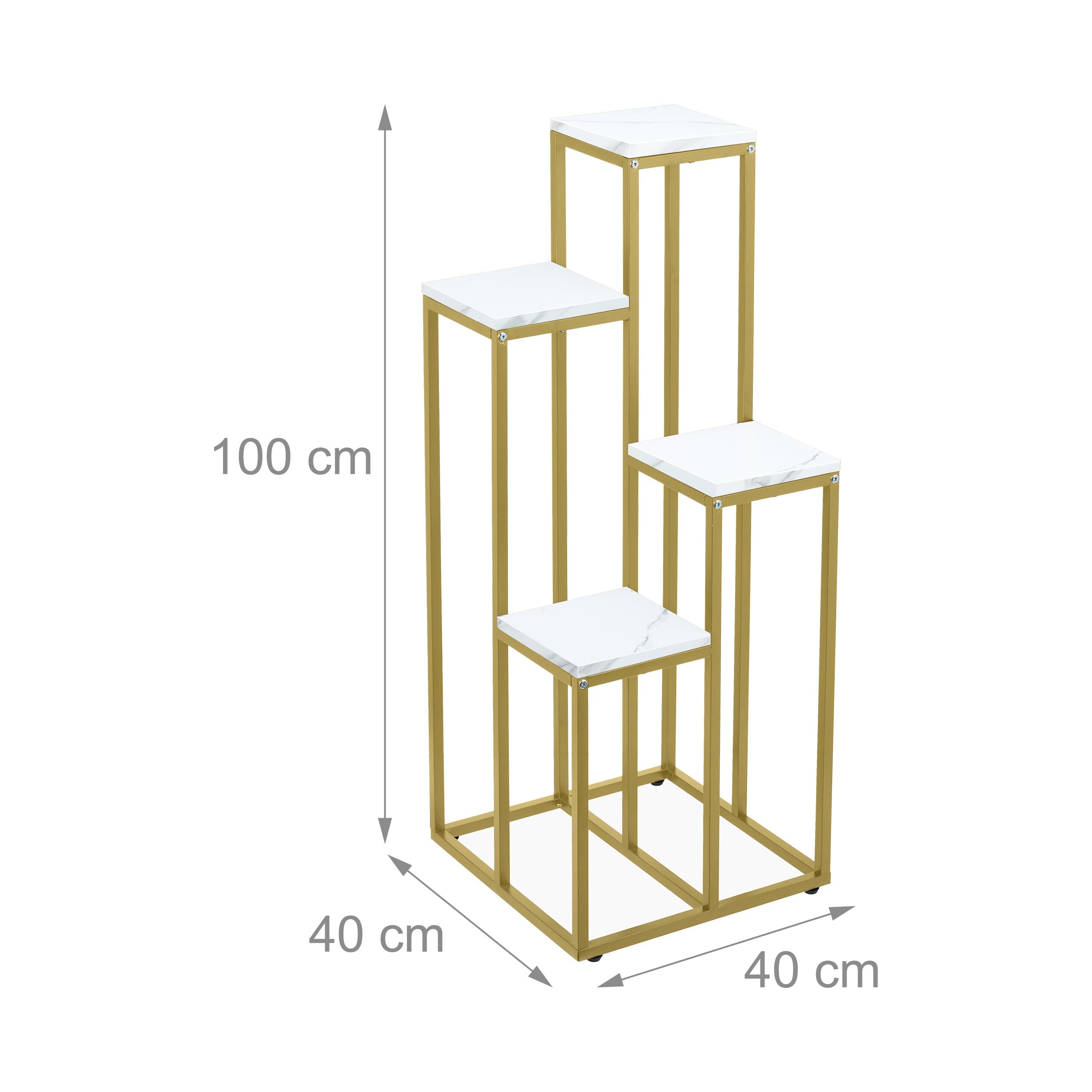 relaxdays-blumentreppe-4-ablagen-100x40x40cm-gold-wei image 4