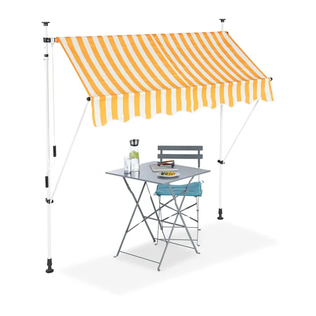 relaxdays-klemmmarkise-balkon-sonnenschutz-200-cm-breit-gelb-gestreift image 1
