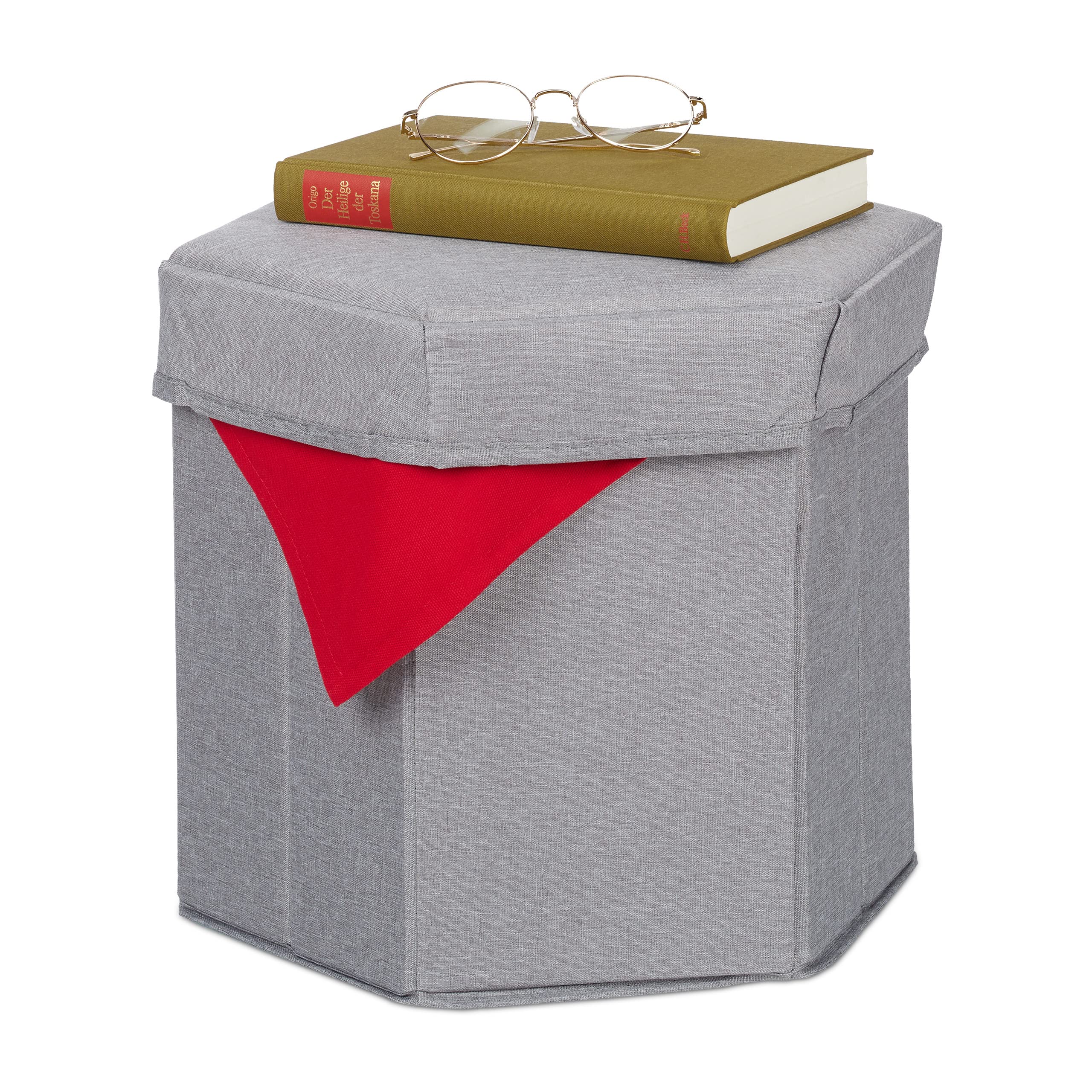 relaxdays-sitzhocker-mit-stauraum-faltbar-31-x-36-x-32-cm-stoff-grau image 1