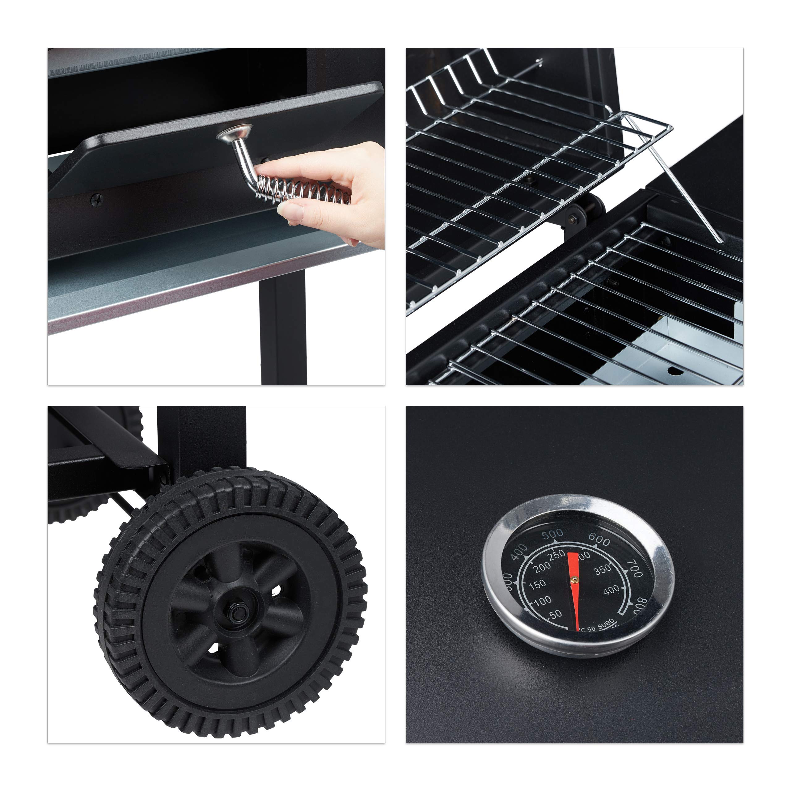 relaxdays-holzkohlegrill-grillwagen-bbq-smoker-schwarz-mit-deckel image 8