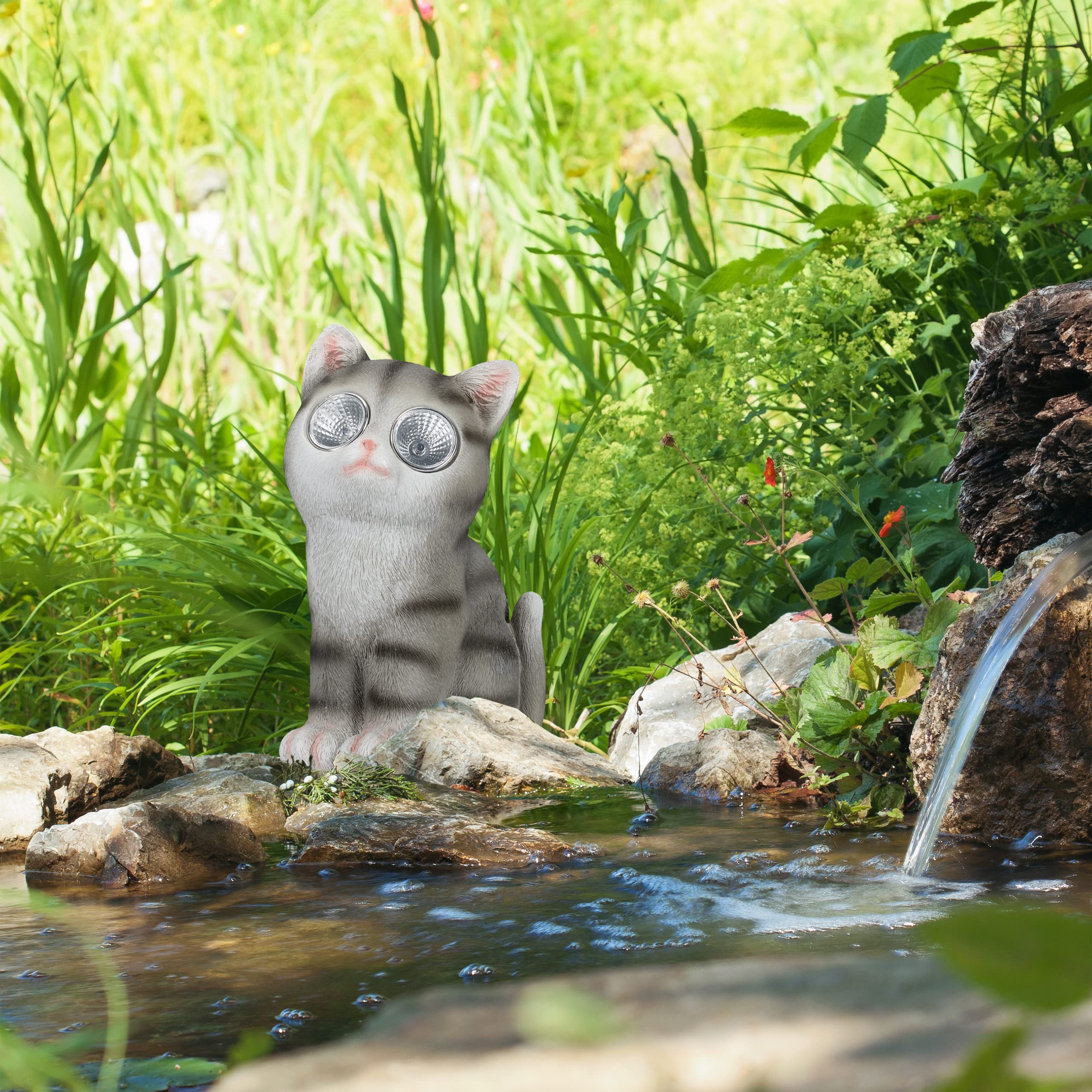 relaxdays-gartenfigur-katze-led-solar-23-x-12-x-14-cm-grau image 2