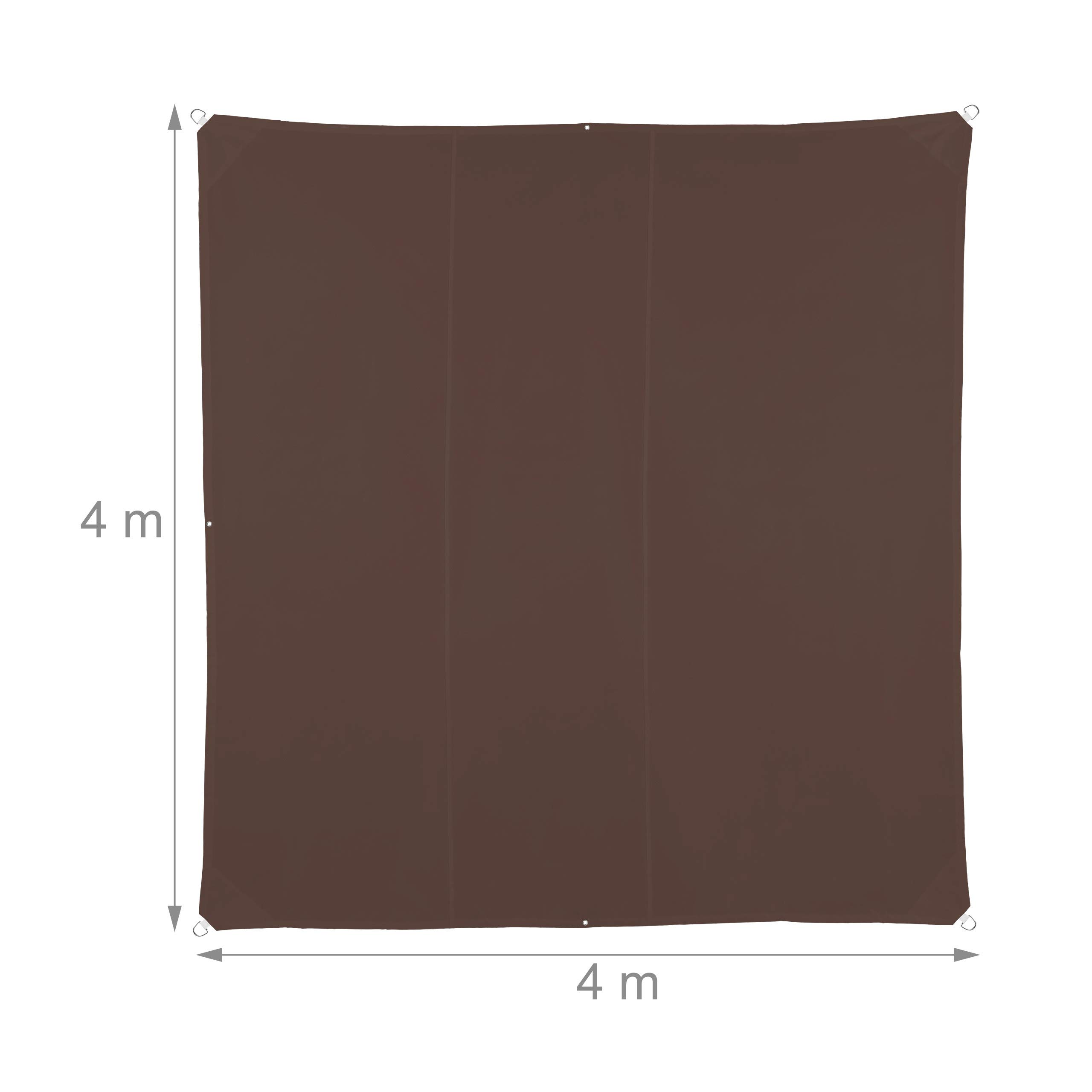 relaxdays-sonnensegel-quadratisch-4-x-4-m-braun-mit-uv-schutz image 4