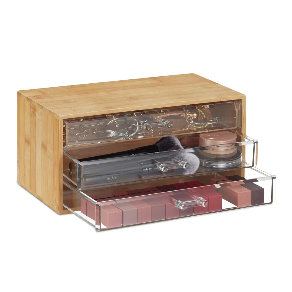 relaxdays-kosmetik-organizer-bambus-schubladenbox-mit-3-schubladen-natur image 1