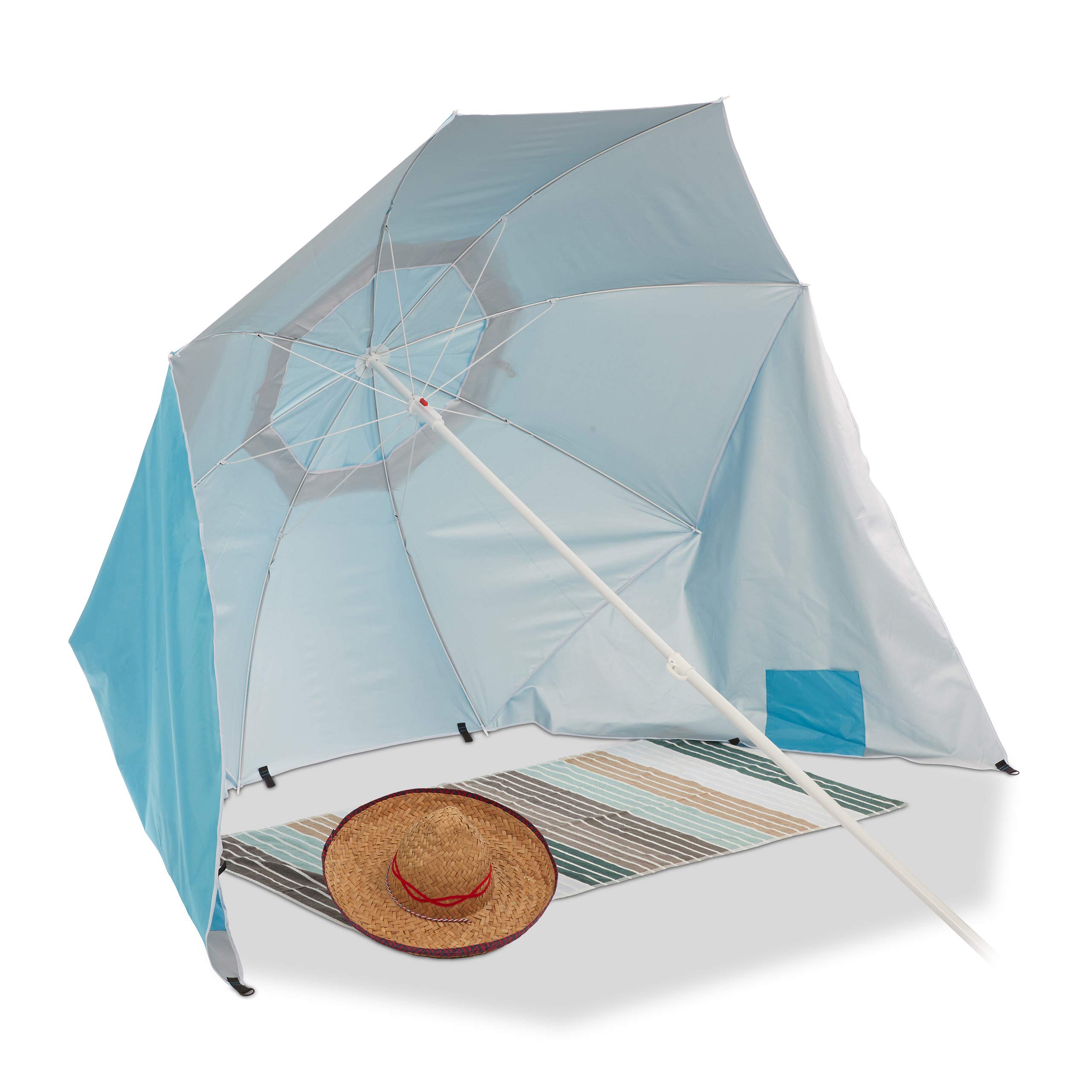 relaxdays-strandmuschel-schirm-sonnenschirm-strandzelt-210x180cm-blau-uv-50 image 3