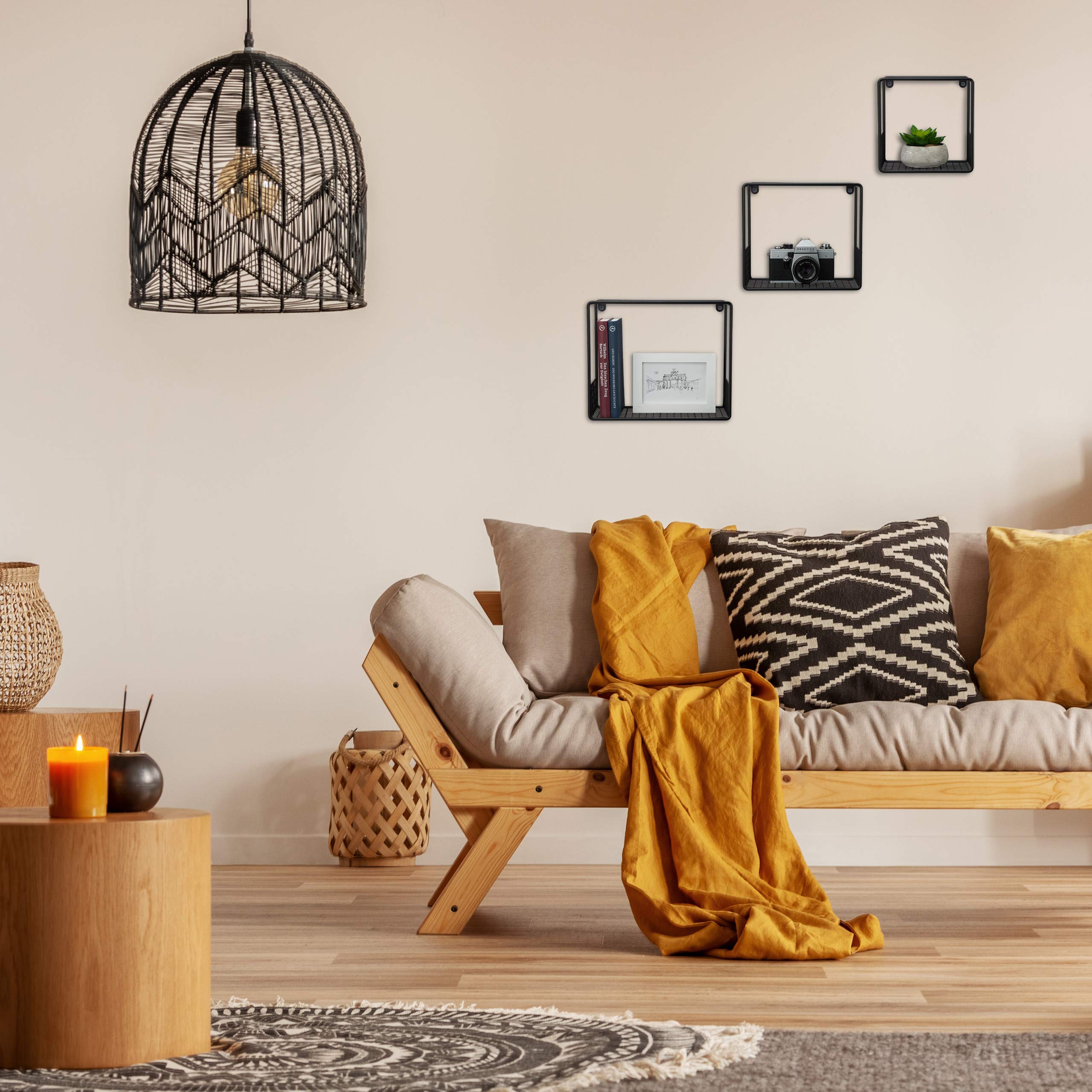 relaxdays-wandregal-3er-set-metall-schwarz-gitter-design image 5