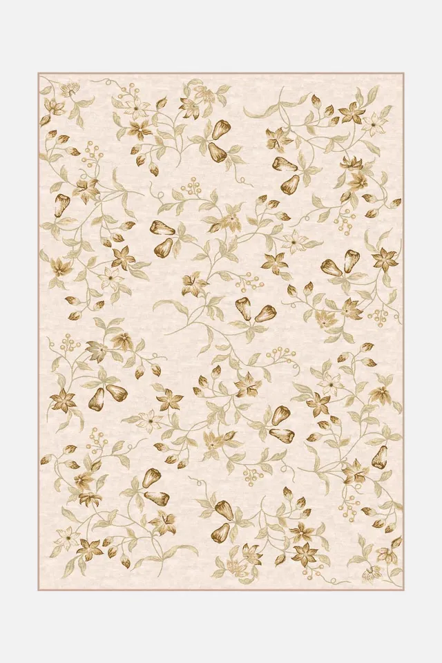 teppana-lale-beige-teppich-waschbar-floral image 1