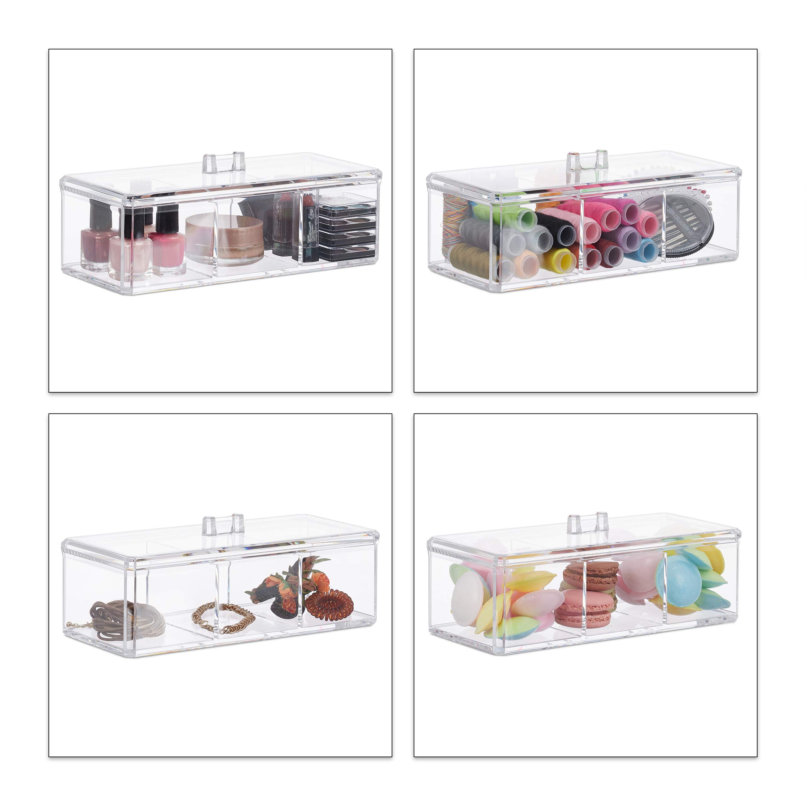 relaxdays-acrylbox-mit-deckel-3-f-cher-transparent image 3