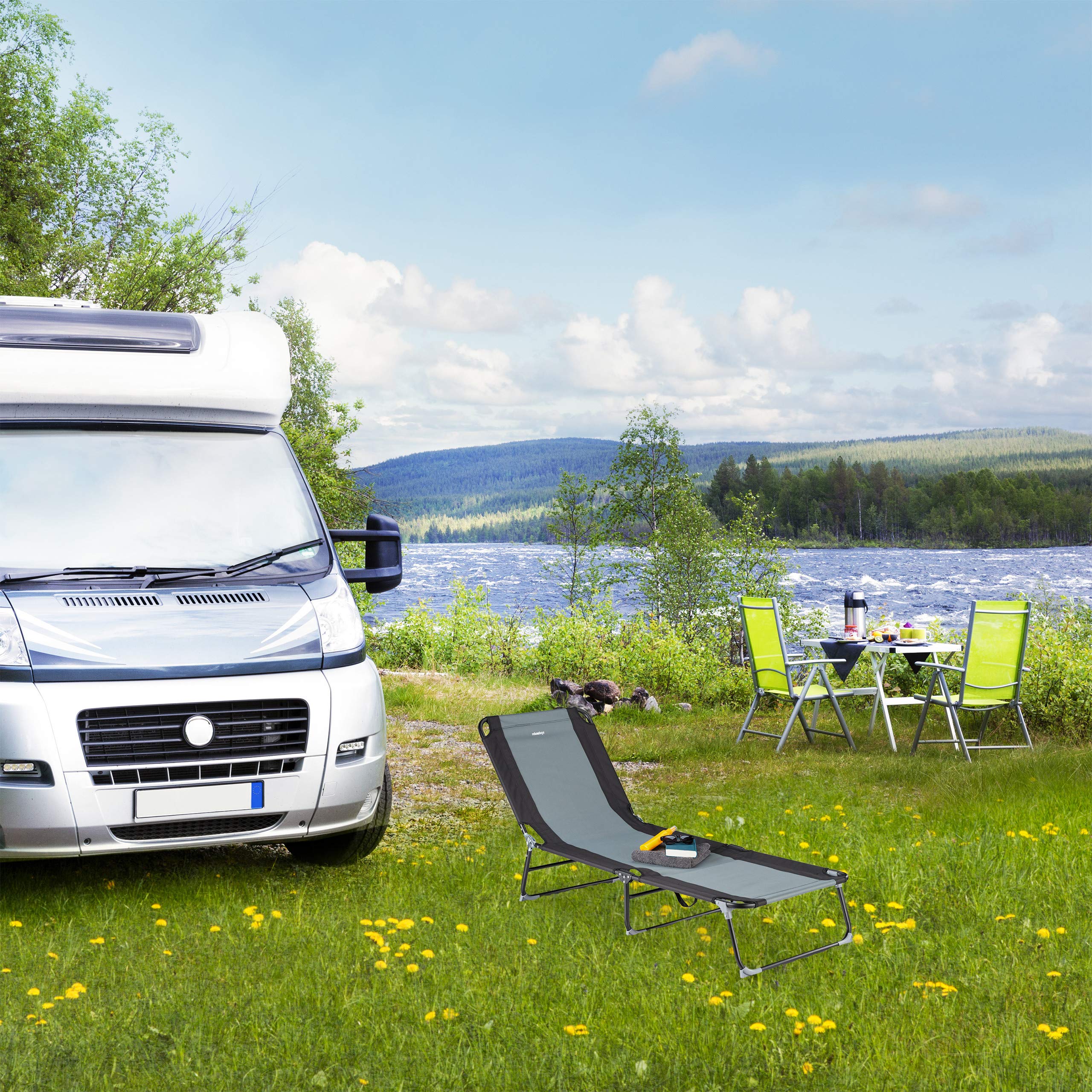 relaxdays-gartenliege-dreibeinliege-5-stufig-schwarz-grau-190-cm-bis-113-kg image 2