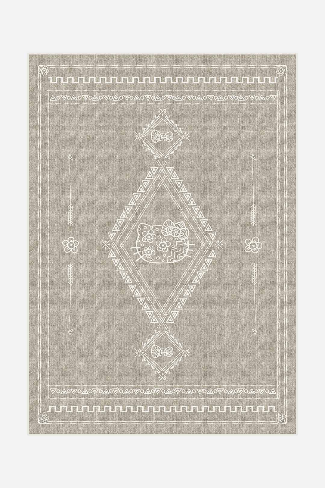teppana-hello-kitty-tribal-taupe-teppich-waschbarer-kinder-teppich image 1