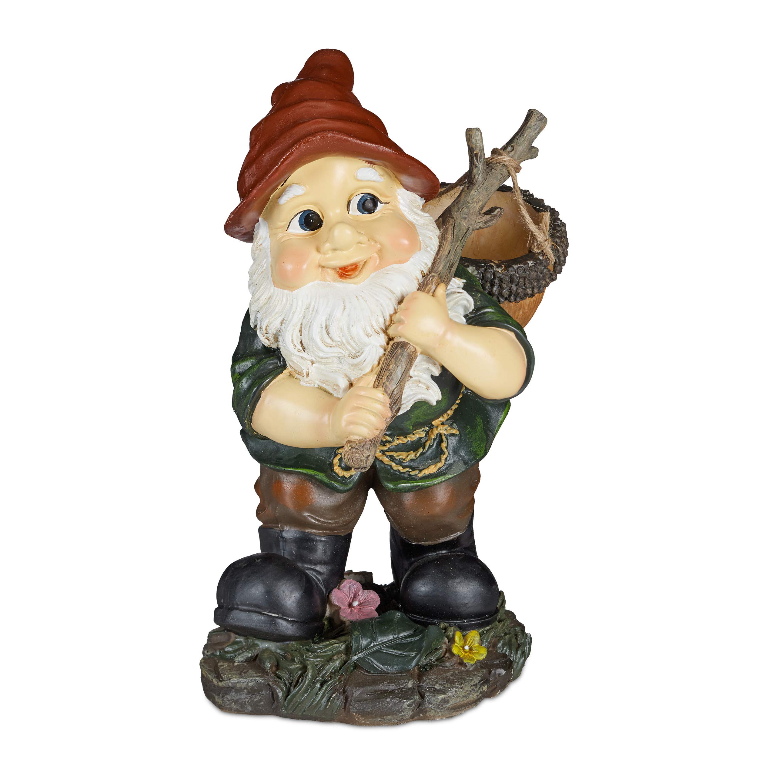 relaxdays-gartenzwerg-mit-eichelk-rbchen-gartenfigur-30-x-17-5-x-21-cm image 1