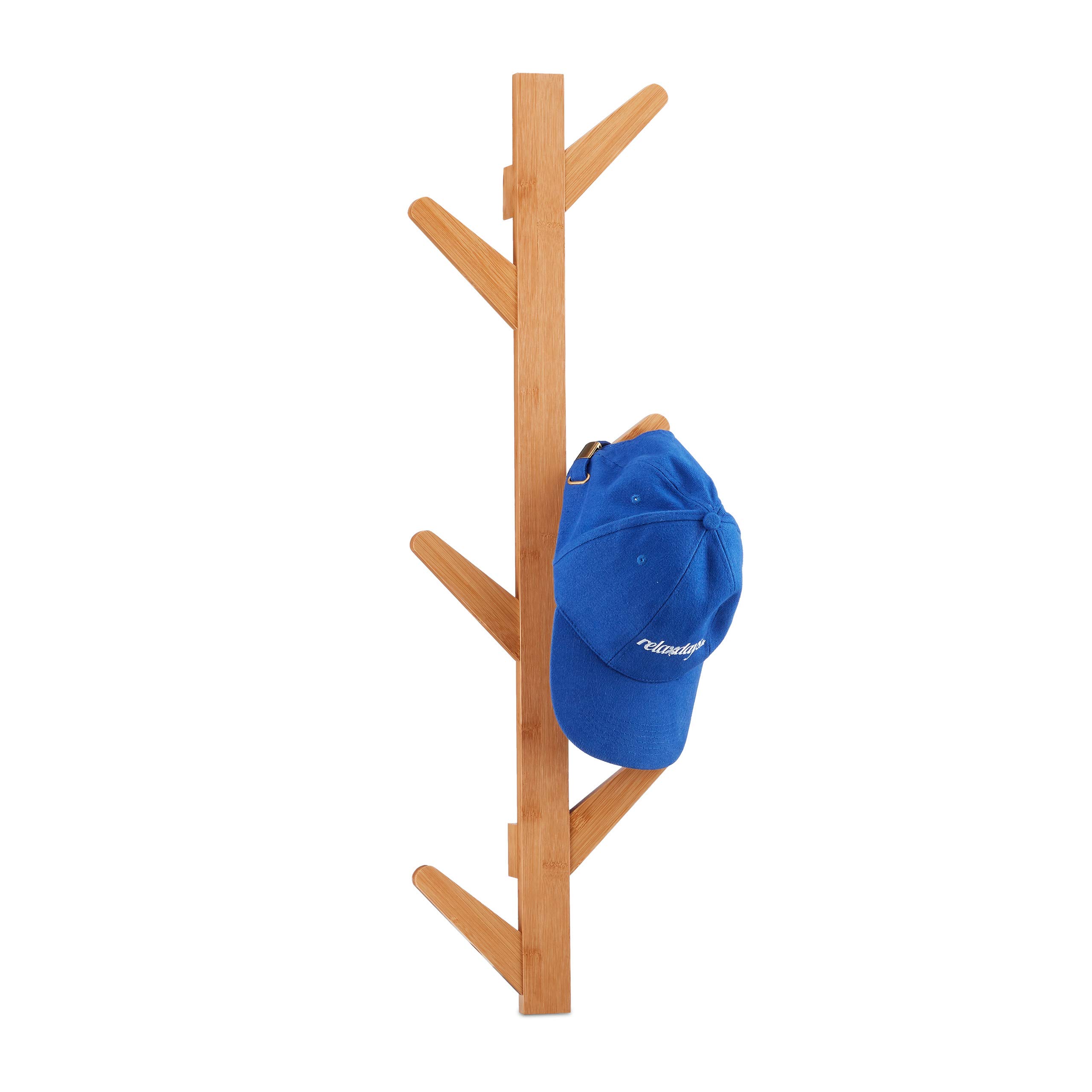 relaxdays-wandgarderobe-aus-bambus-mit-6-haken-natur image 1