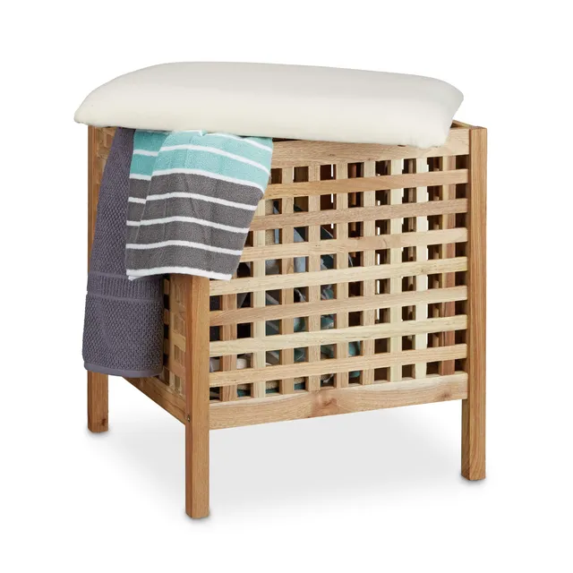 relaxdays-badhocker-walnuss-mit-w-schesammler-52x49x49-cm-natur-wei image 1