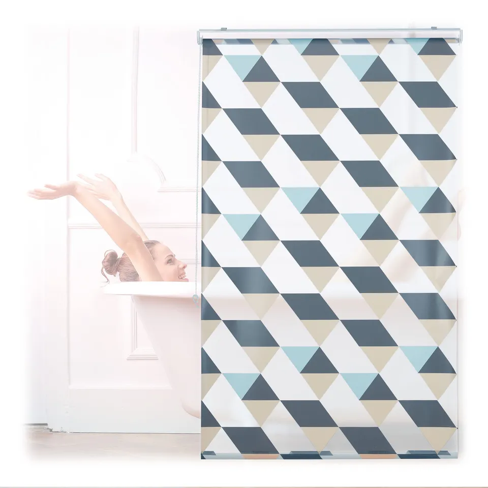 relaxdays-duschrollo-100x240-cm-dreieck-muster-seilzug-flexible-montage-duschvor image 1