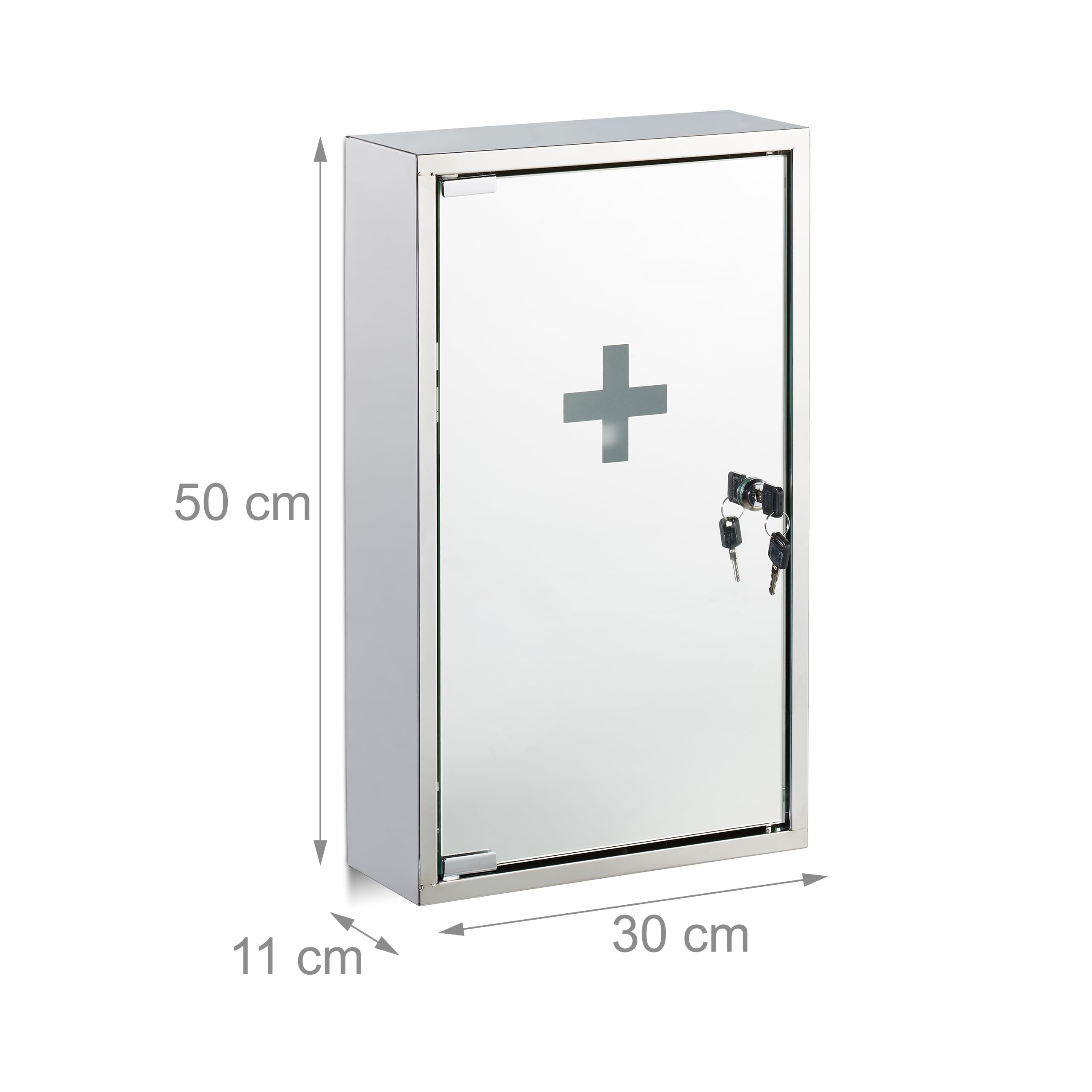 relaxdays-medizinschrank-edelstahl-mit-spiegelt-r-50-x-30-x-11-cm-silber image 3