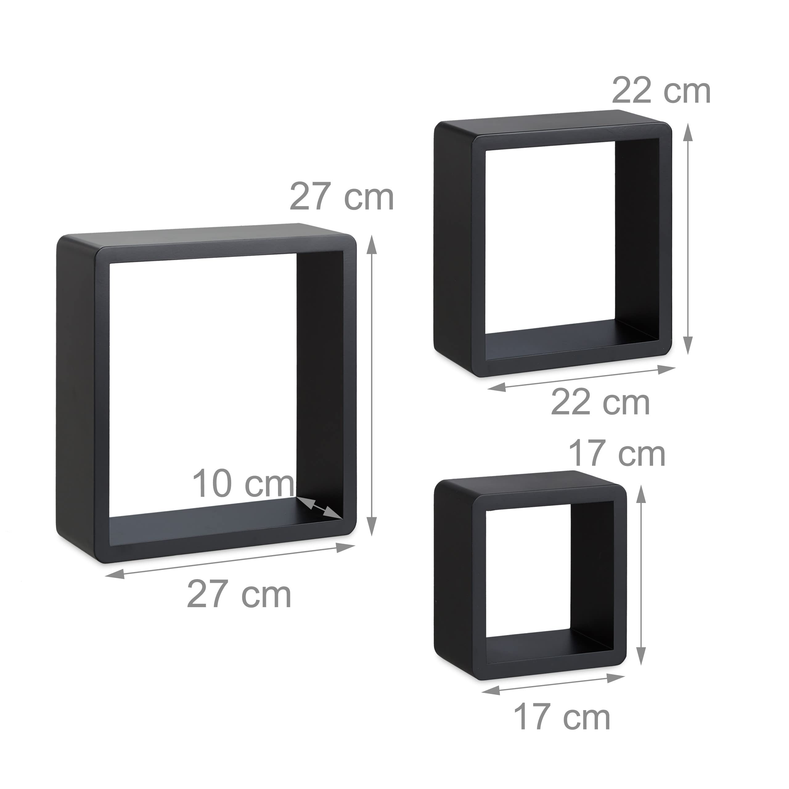 relaxdays-wandregal-cube-3er-set-quadratisch-schwarz-mdf image 3