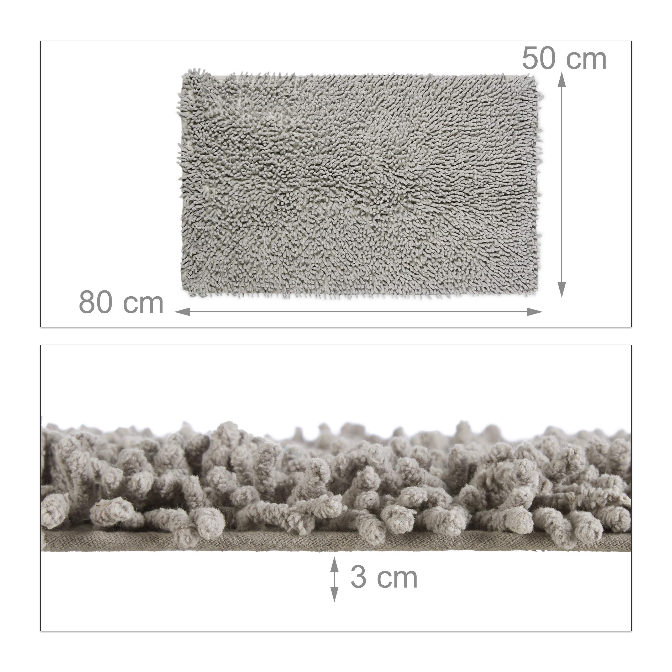 relaxdays-shaggy-badematte-hochflor-teppich-80-x-50-cm-grau image 3