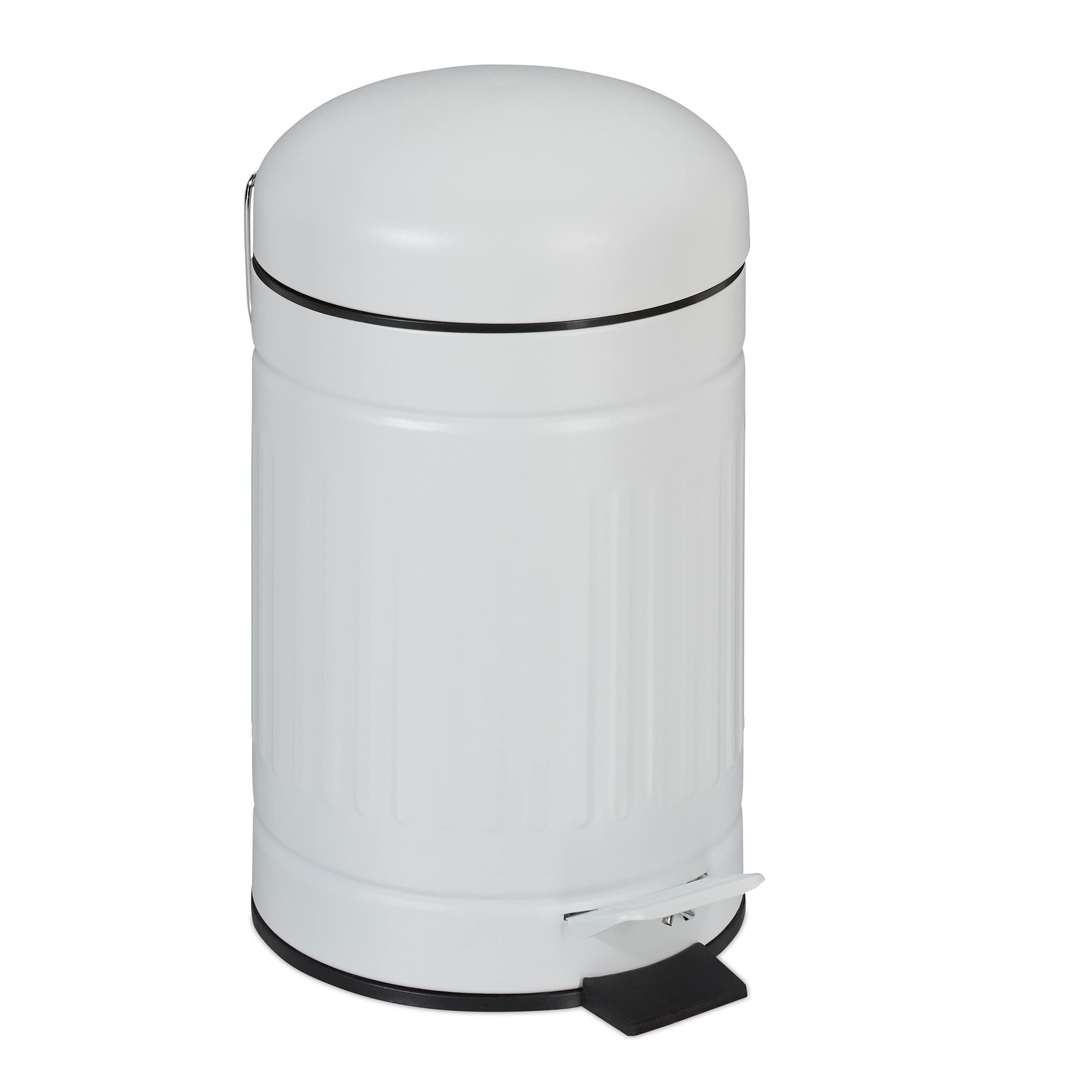relaxdays-kosmetikeimer-3-liter-treteimer-metall-wei image 1