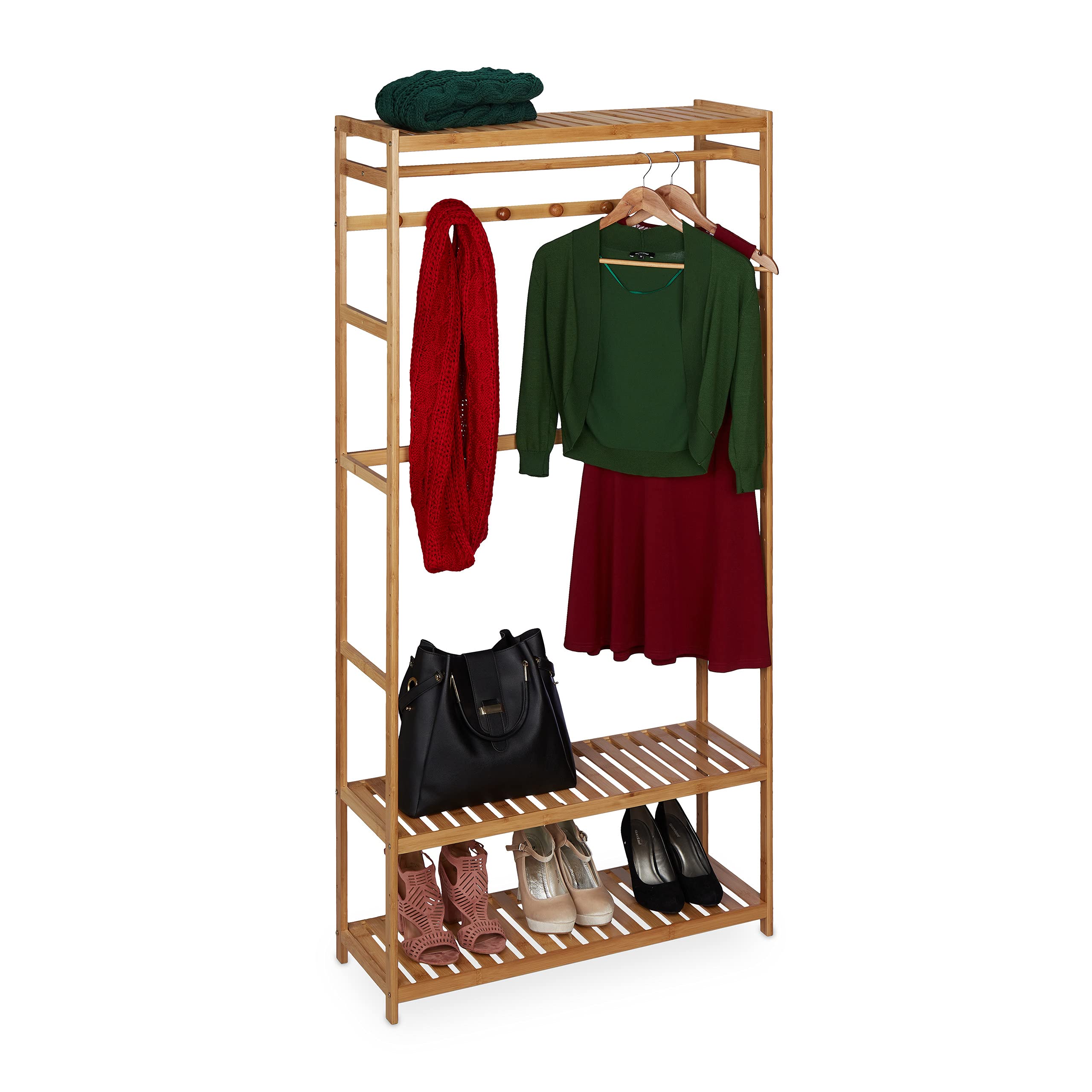 relaxdays-kleiderst-nder-bambus-3-ablagen-163-5x78-5x29cm-natur image 1