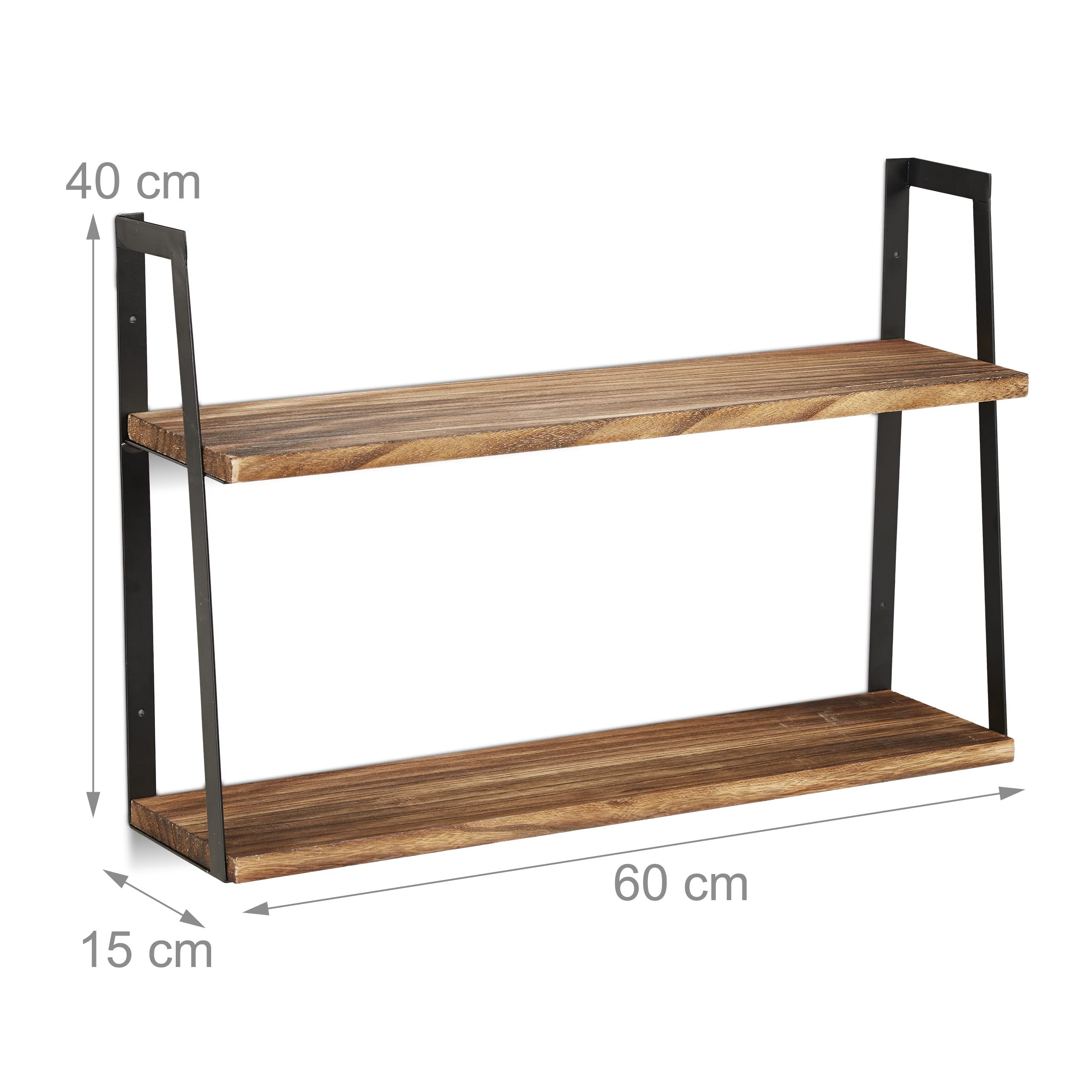 relaxdays-wandregal-mit-2-ablagen-40-x-60-x-15-cm-metall-holz-natur-schwarz image 3