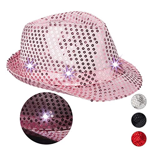 relaxdays-10023897-52-pailletten-hut-mit-led-partyhut-pink image 8