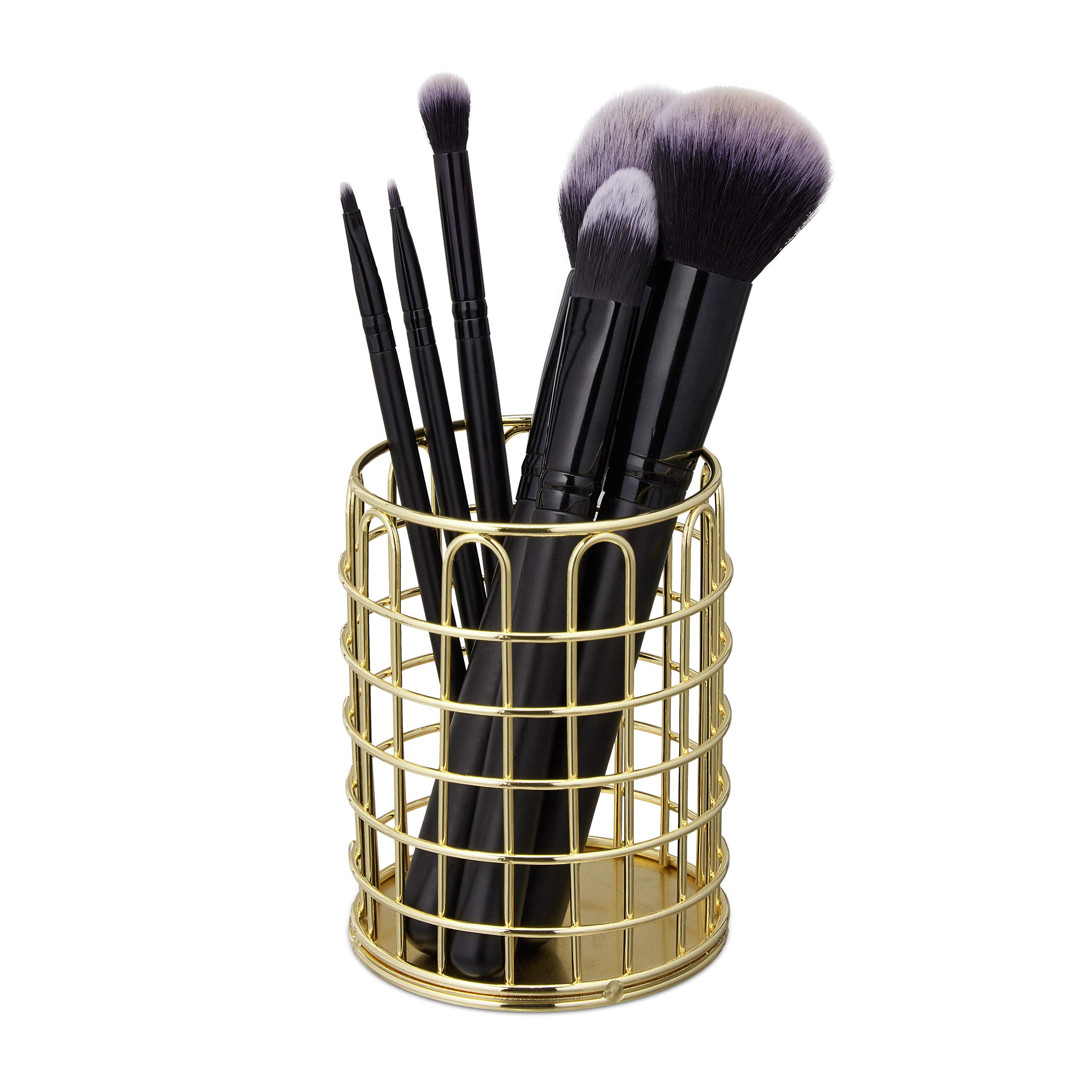 relaxdays-stiftehalter-draht-rund-10x8-cm-gold image 1