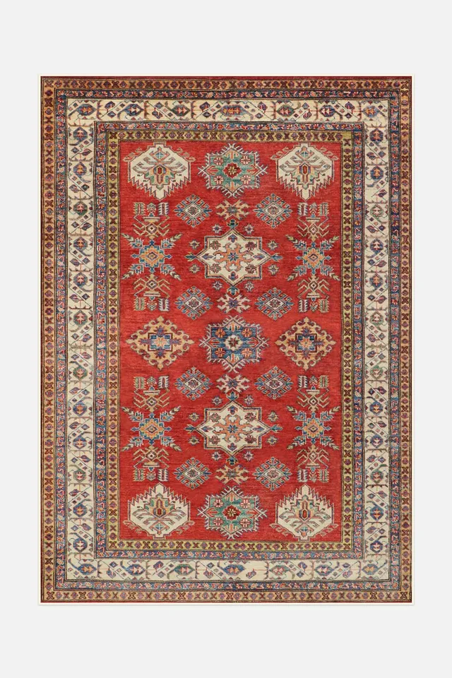 teppana-alina-kazak-teppich-waschbarer-marokkanisch-klassik-creme image 1