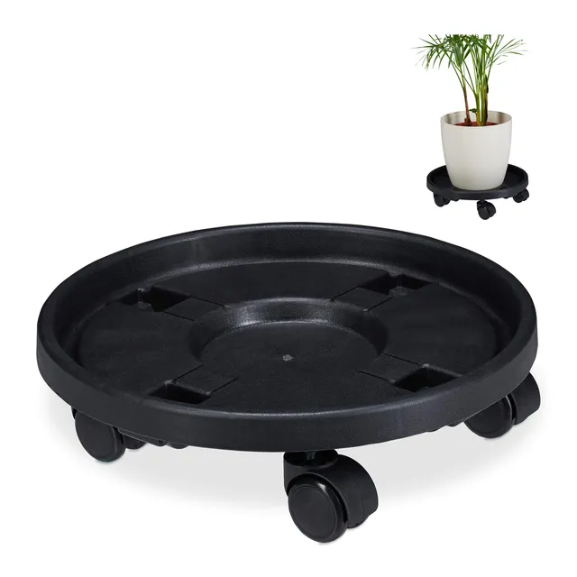 relaxdays-pflanzenroller-rund-2er-set-35-5-cm-kunststoff-schwarz image 1