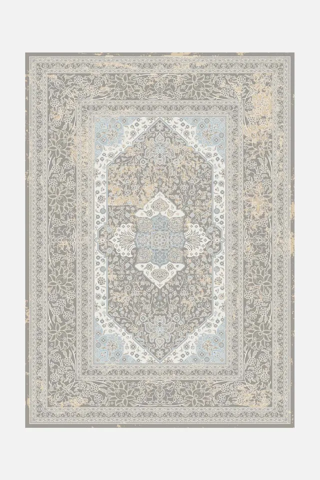 teppana-mahan-stein-teppich-waschbarer-perser-teppich-grau-silber image 1