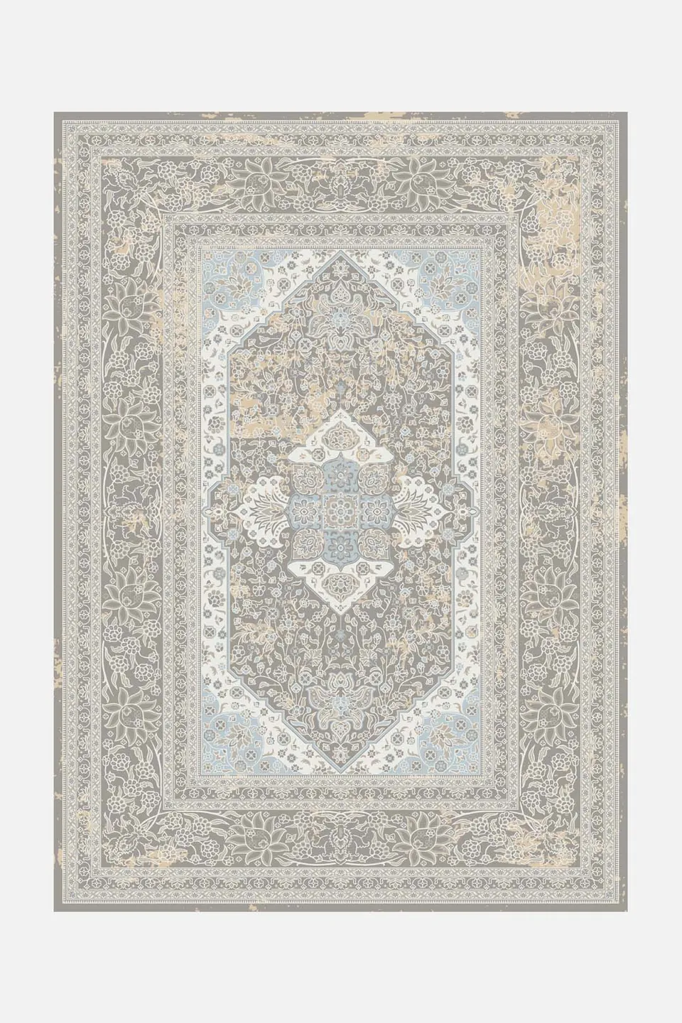 teppana-mahan-stein-teppich-waschbarer-perser-teppich-grau-silber image 1