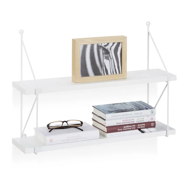 relaxdays-h-ngeregal-wand-2-ebenen-42x60x16-cm-wei image 1