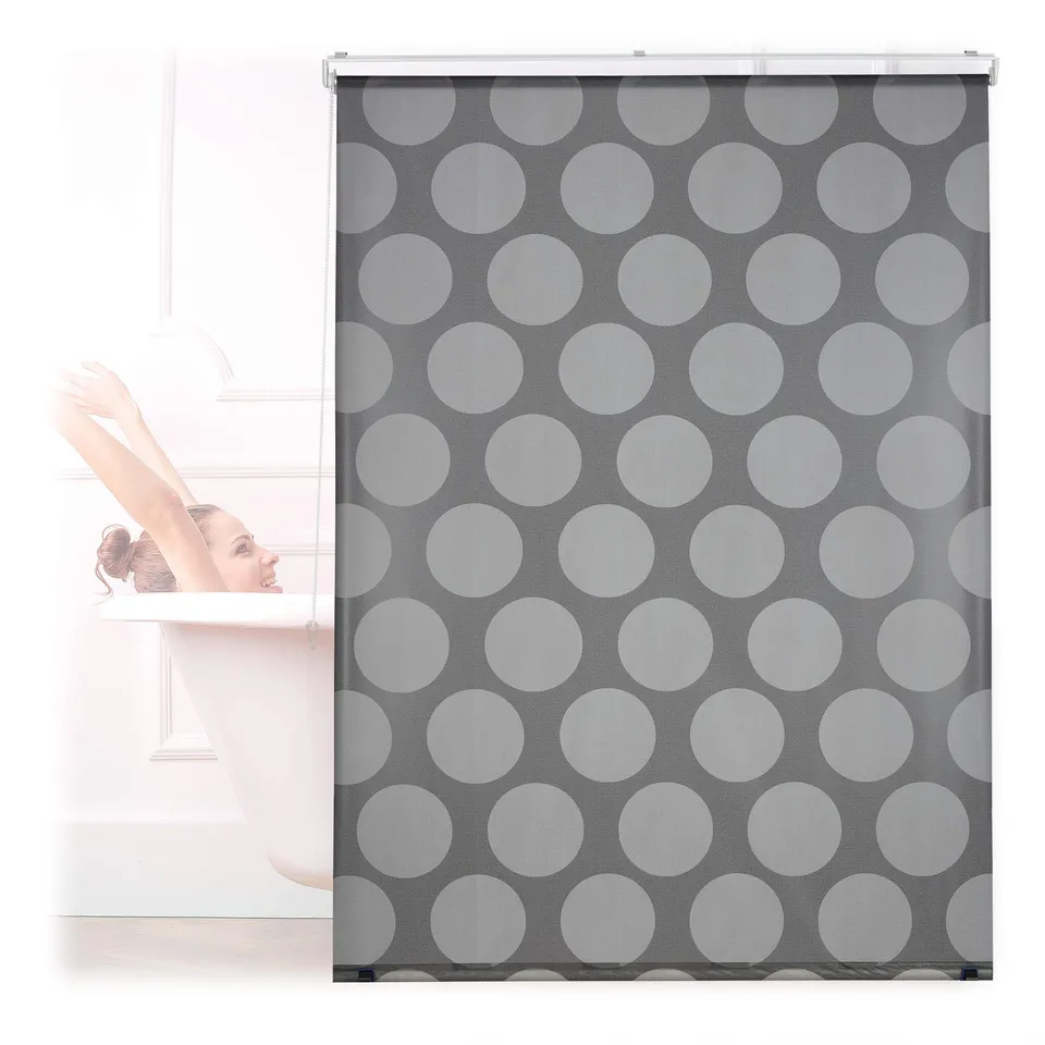 relaxdays-duschrollo-120x240-cm-seilzug-grau-punkte image 1
