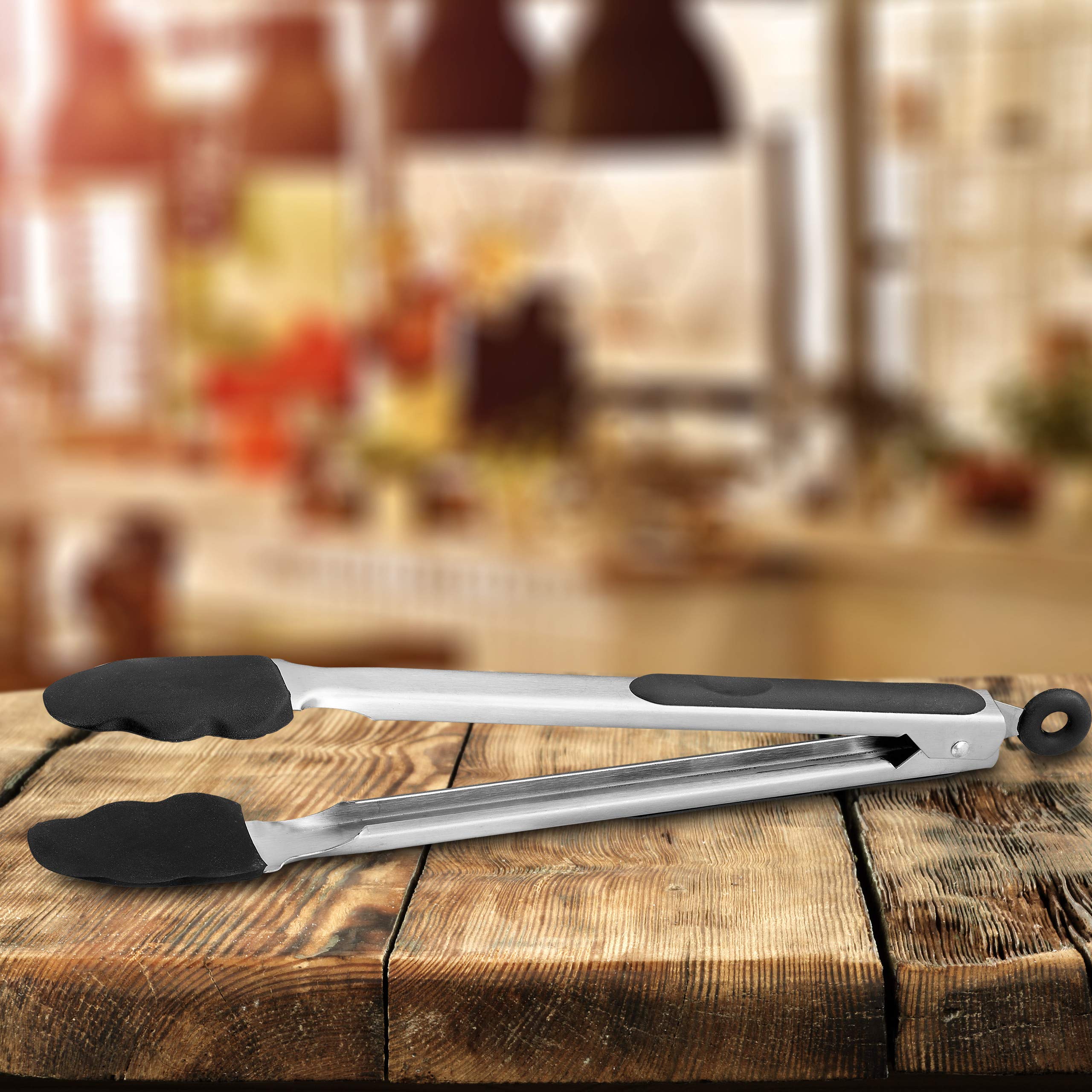 relaxdays-grillzange-2er-set-silikon-edelstahl-27-und-34-cm-schwarz image 2