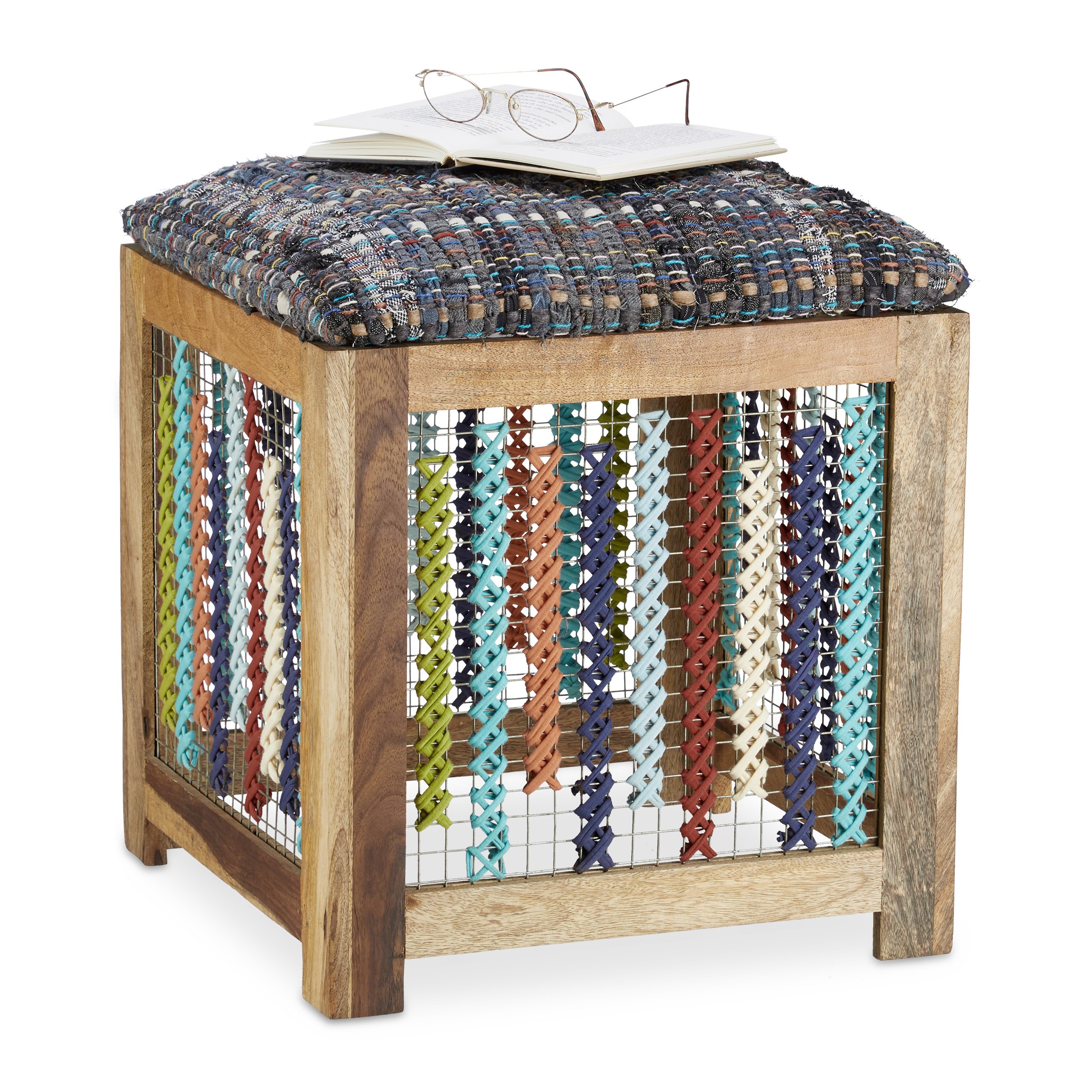 relaxdays-holzhocker-sitzw-rfel-handgefertigt-47-x-41-x-42-cm-natur-bunt image 1