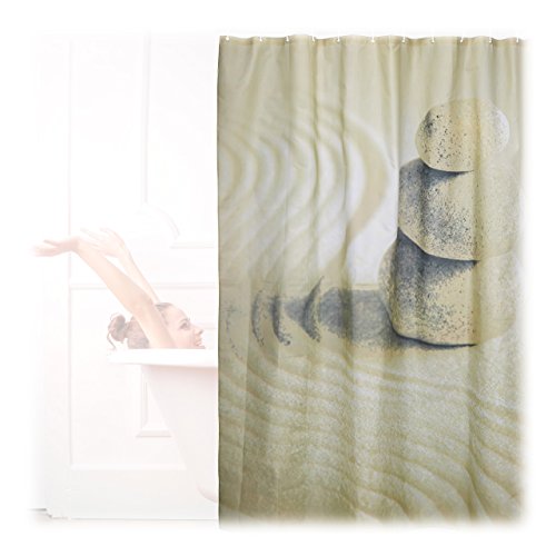 relaxdays-duschvorhang-steine-zen-200x180-cm-beige-waschbar image 7
