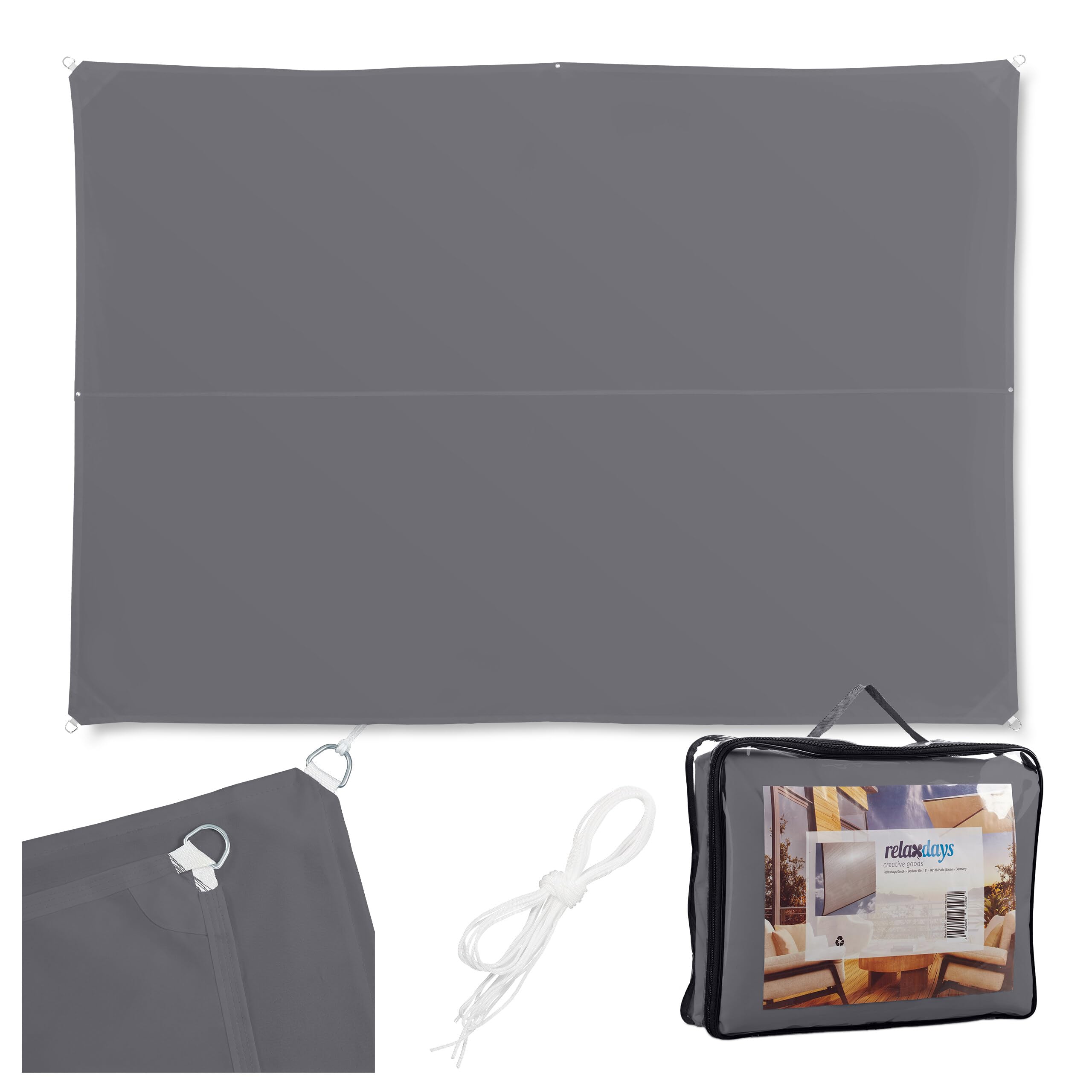 relaxdays-sonnensegel-rechteckig-3x4-m-grau-wasserabweisend-uv-best-ndig image 1