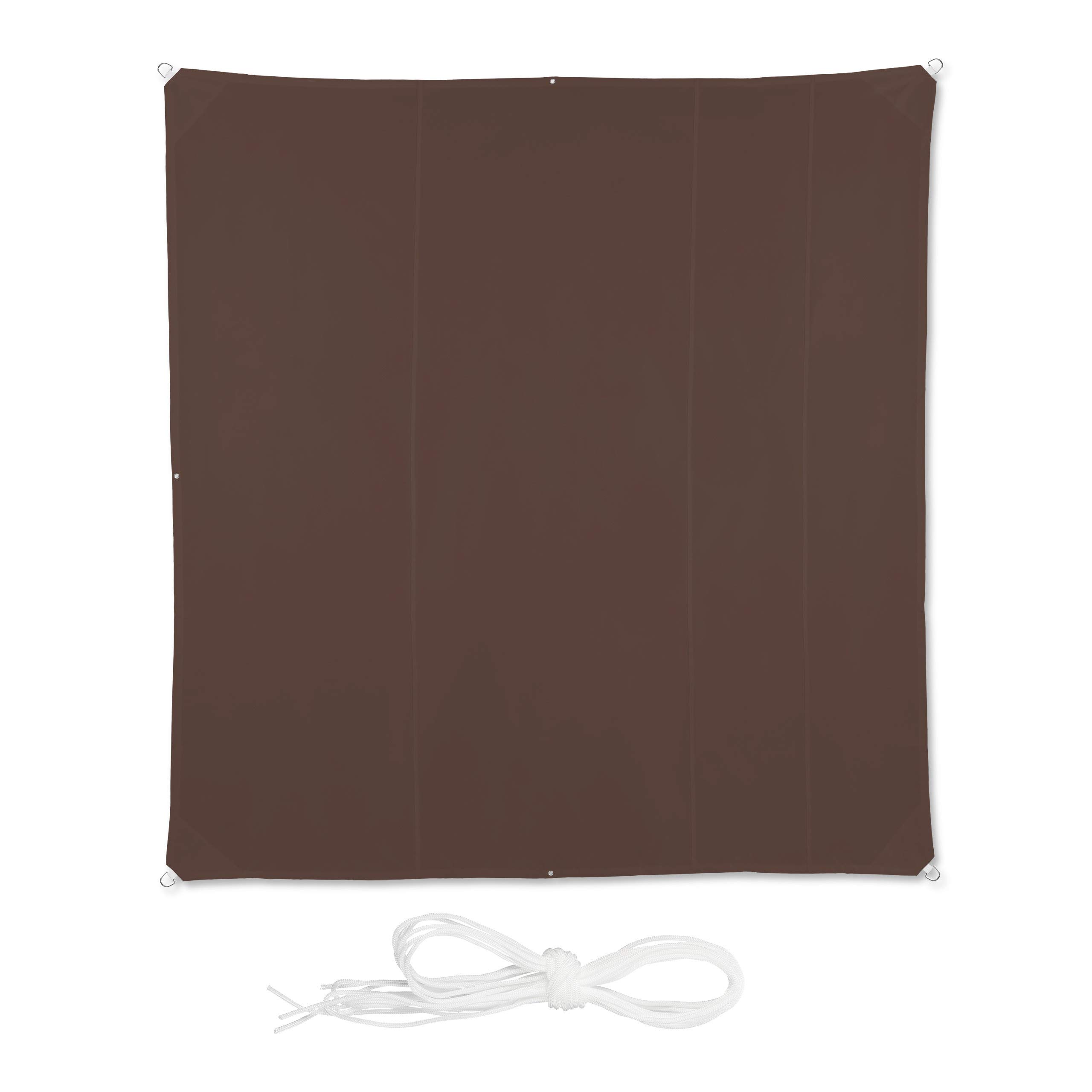 relaxdays-sonnensegel-quadratisch-5x5-m-braun-wasserabweisend-mit-uv-schutz image 1
