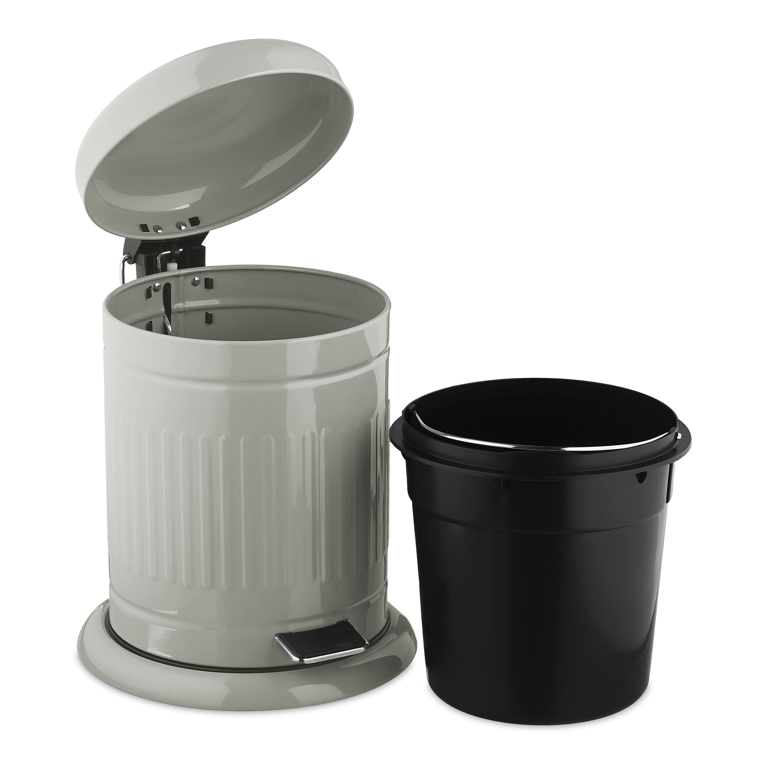 relaxdays-kosmetikeimer-5-liter-treteimer-hellgrau-retro-metall image 6