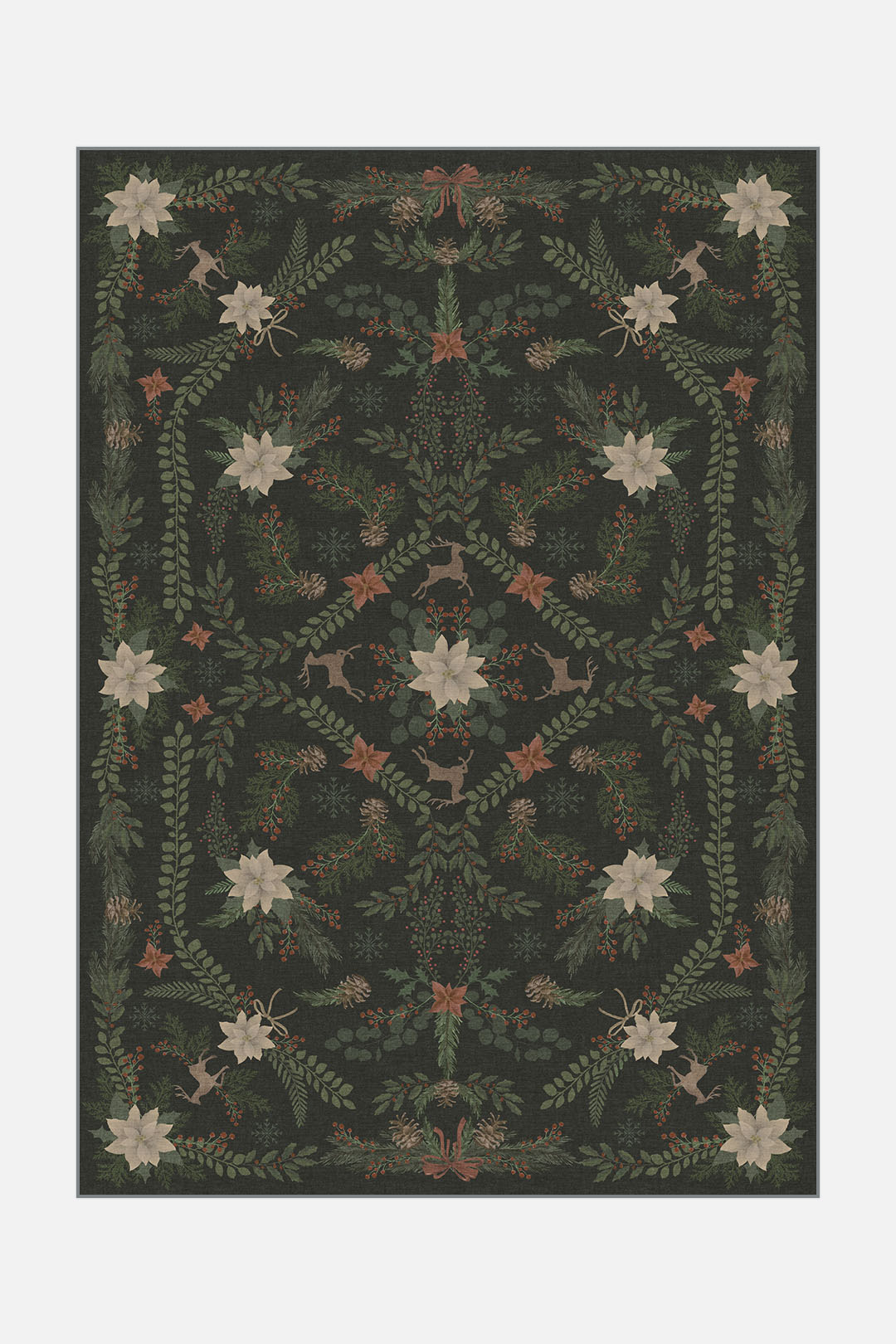 teppana-weihnachtsstern-dunkelgr-n-teppich-waschbarer-design-teppich image 1