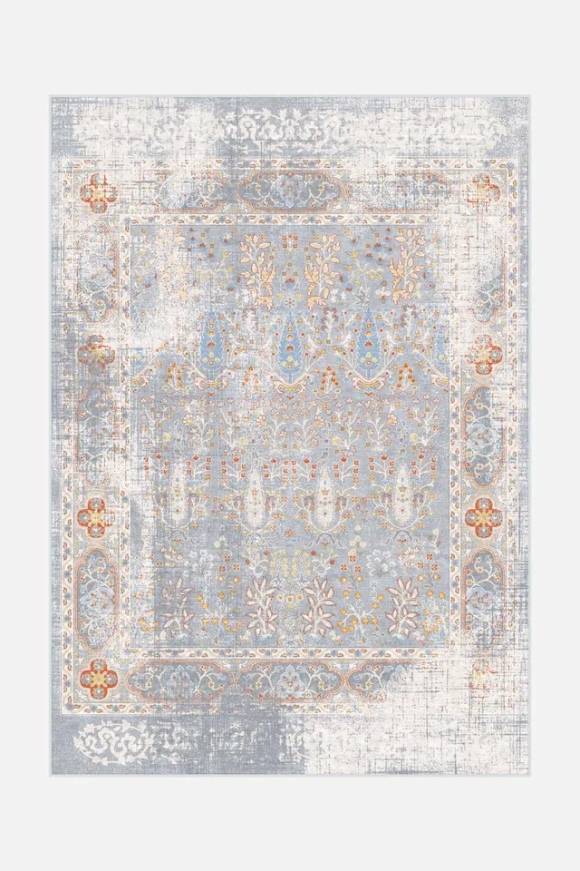 teppana-lena-ziest-teppich-waschbarer-indoor-teppich-floral-grau image 1