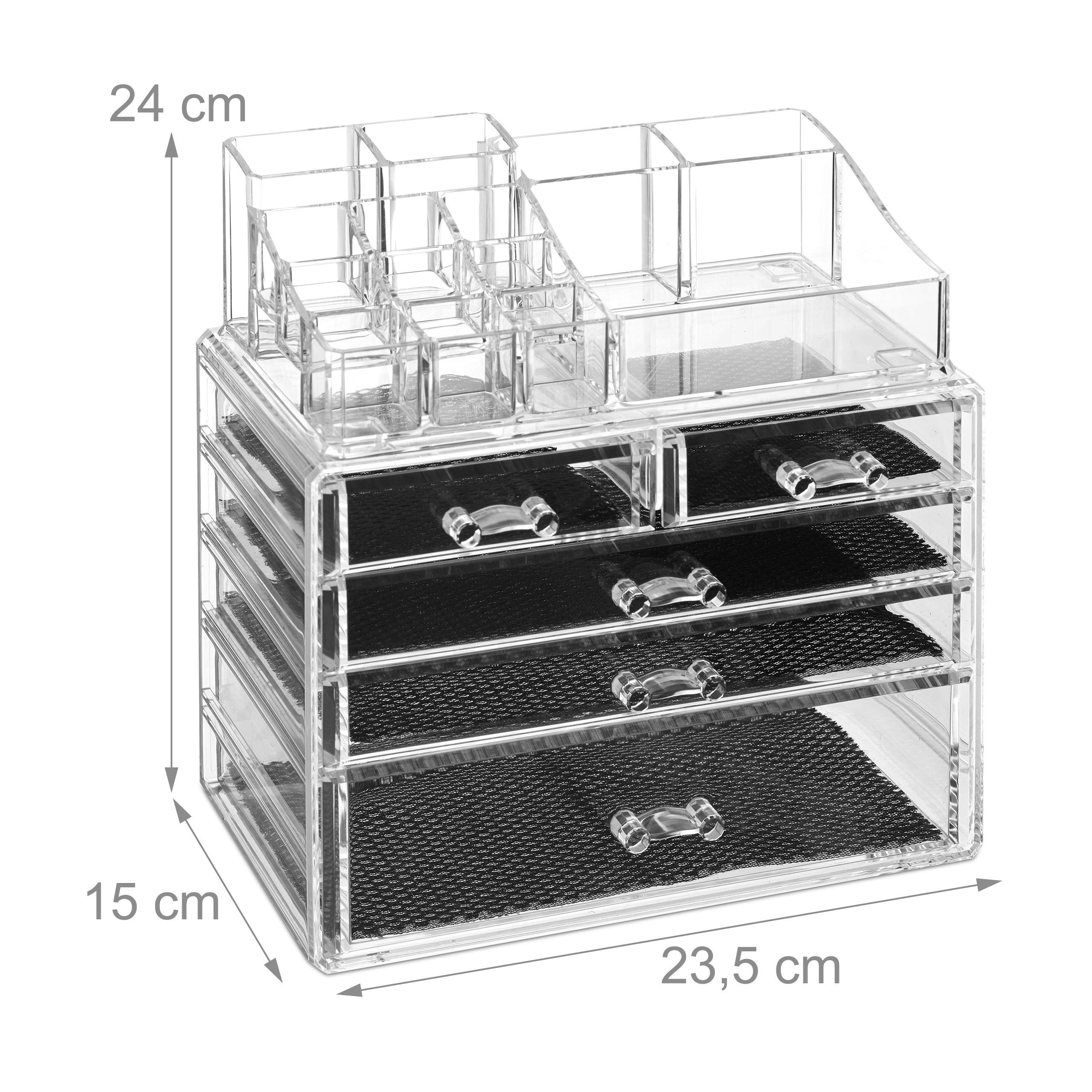 relaxdays-make-up-organizer-transparent-mit-5-schubladen-2-teilig image 4