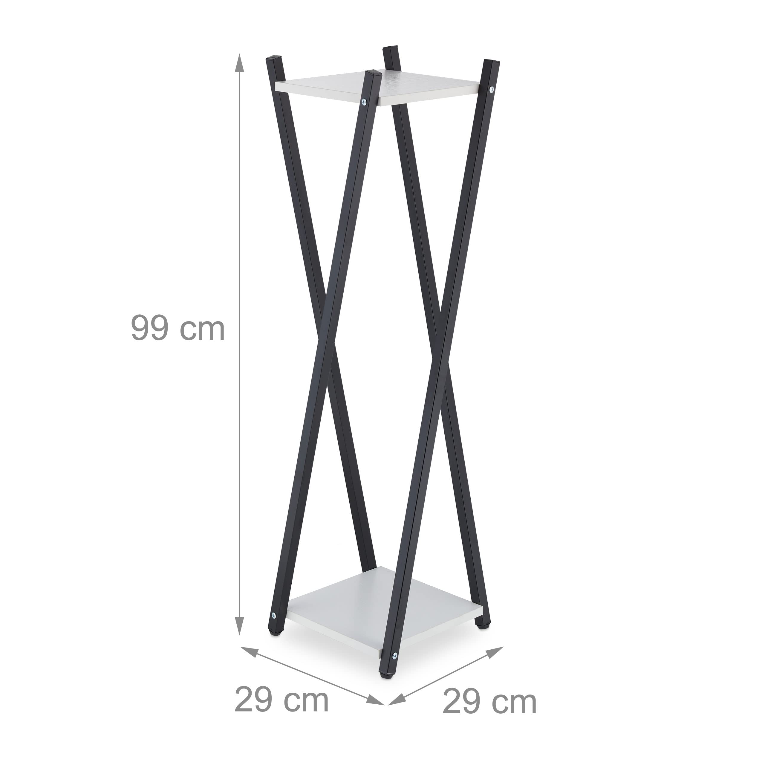 relaxdays-blumenst-nder-2-etagen-99x29x29-cm-schwarz-wei-holzoptik image 4